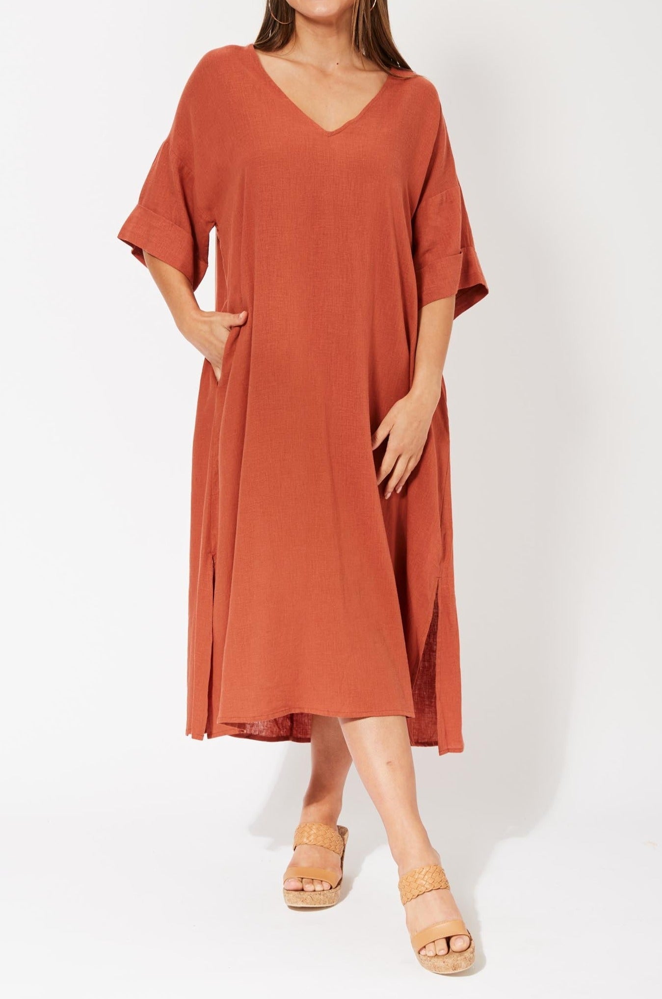 Belize Block Dress - Rust - The Haven Co