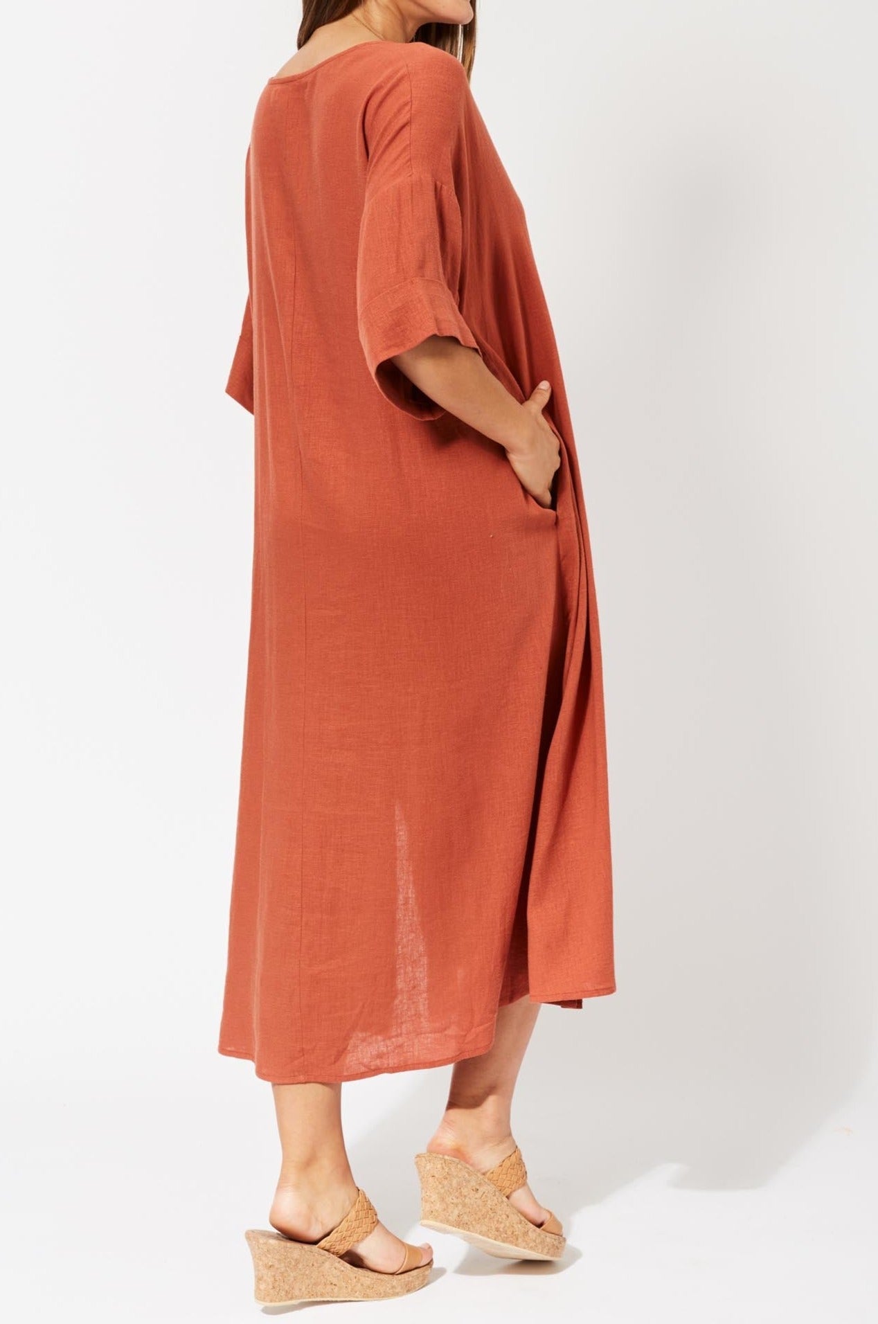 Belize Block Dress - Rust - The Haven Co