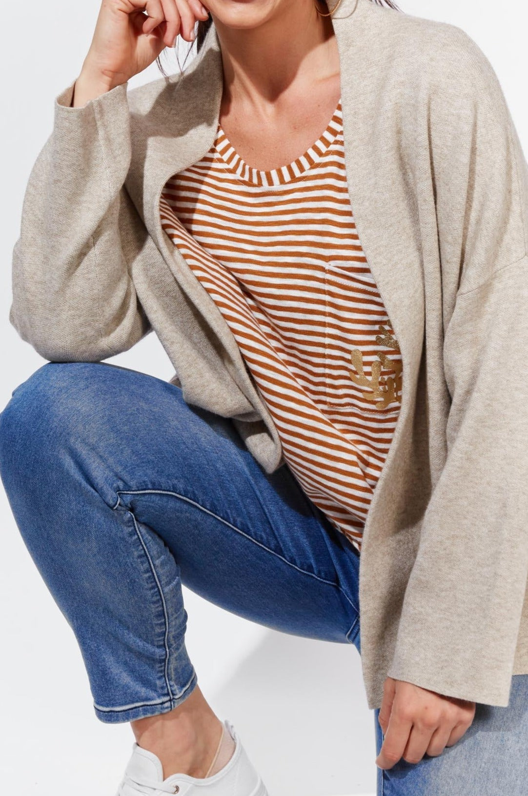 St Moritz Crop Cardigan - Buff - The Haven Co