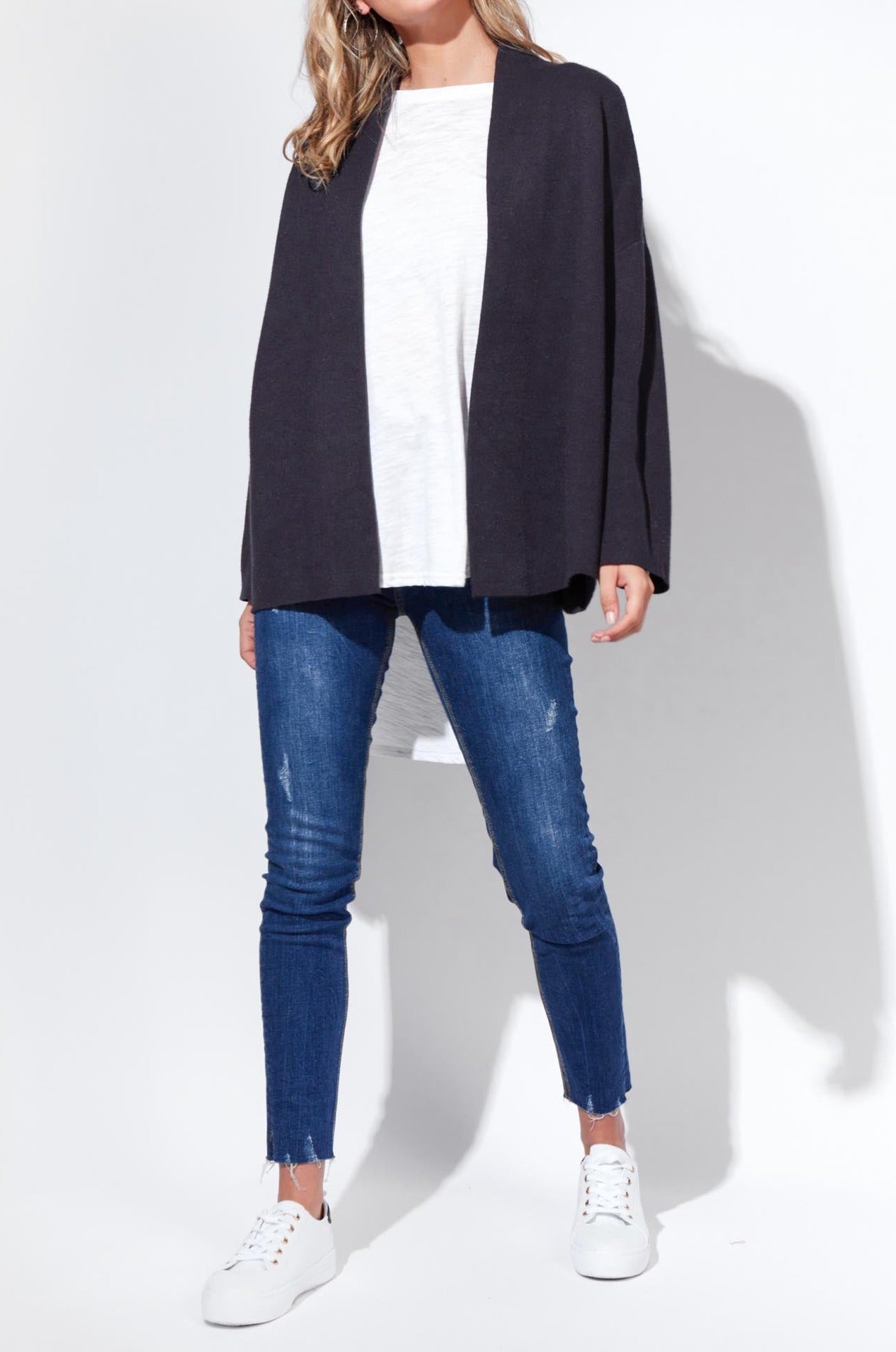 St Moritz Crop Cardigan - Indigo - The Haven Co