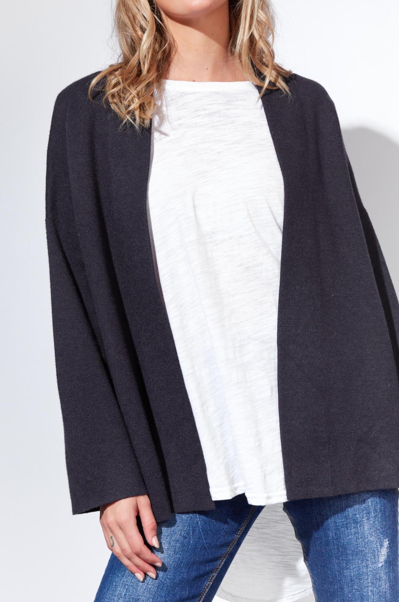 St Moritz Crop Cardigan - Indigo - The Haven Co