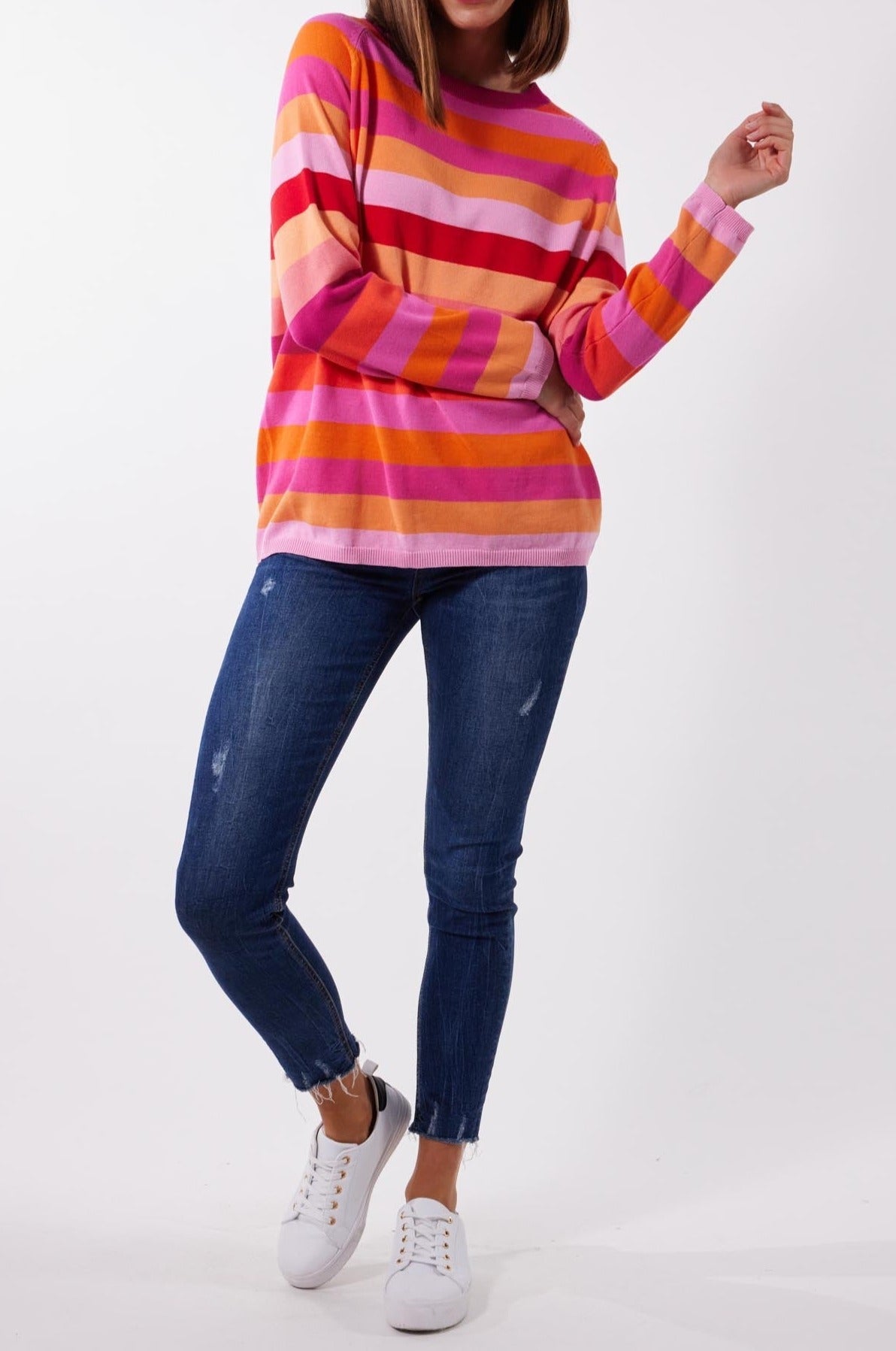 Varna Stripe Jumper - Flamingo - The Haven Co