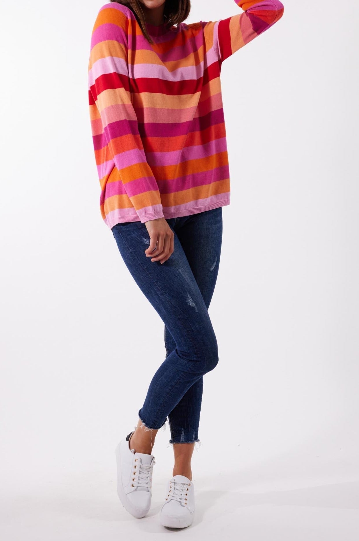 Varna Stripe Jumper - Flamingo - The Haven Co