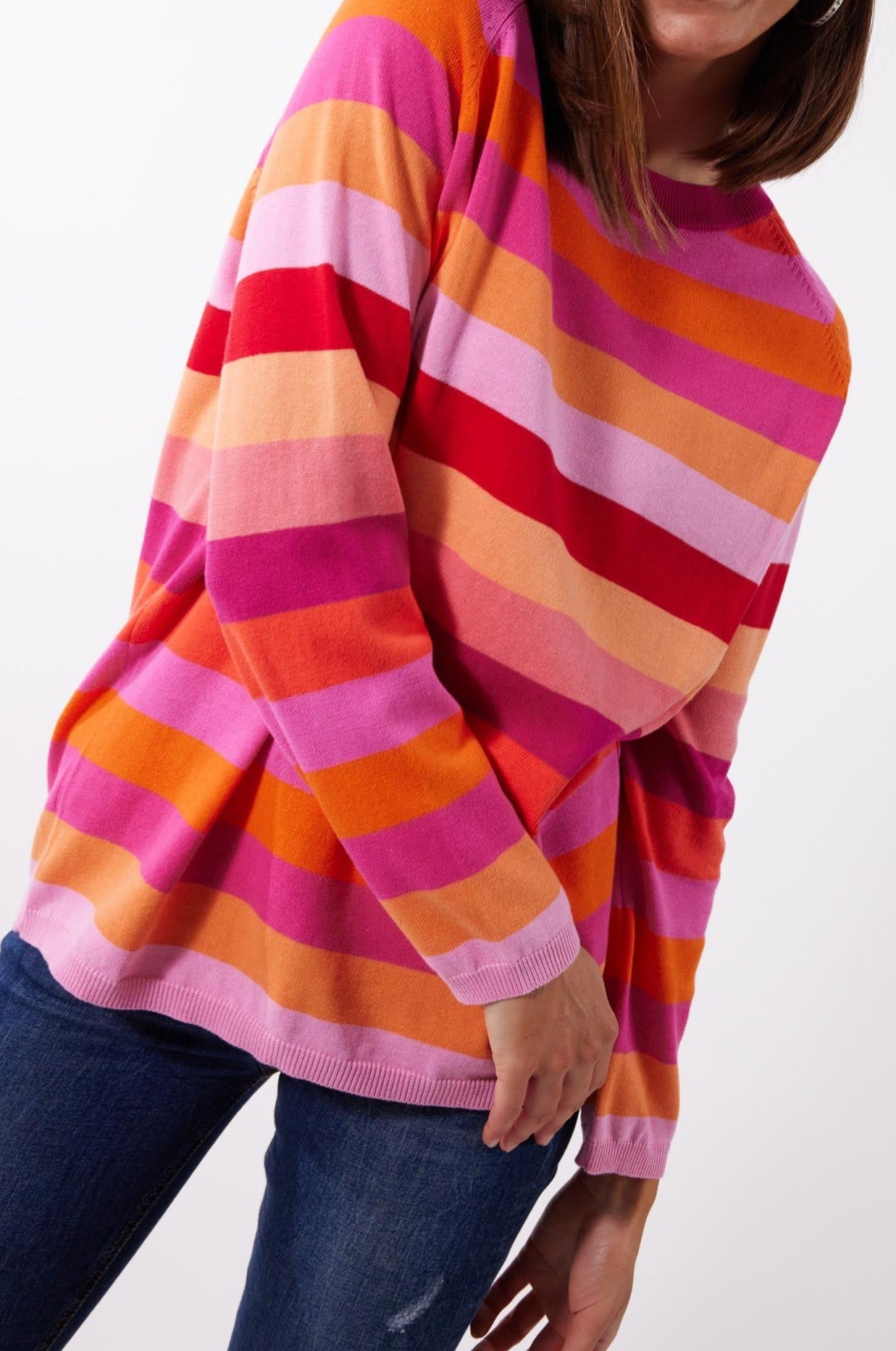 Varna Stripe Jumper - Flamingo - The Haven Co