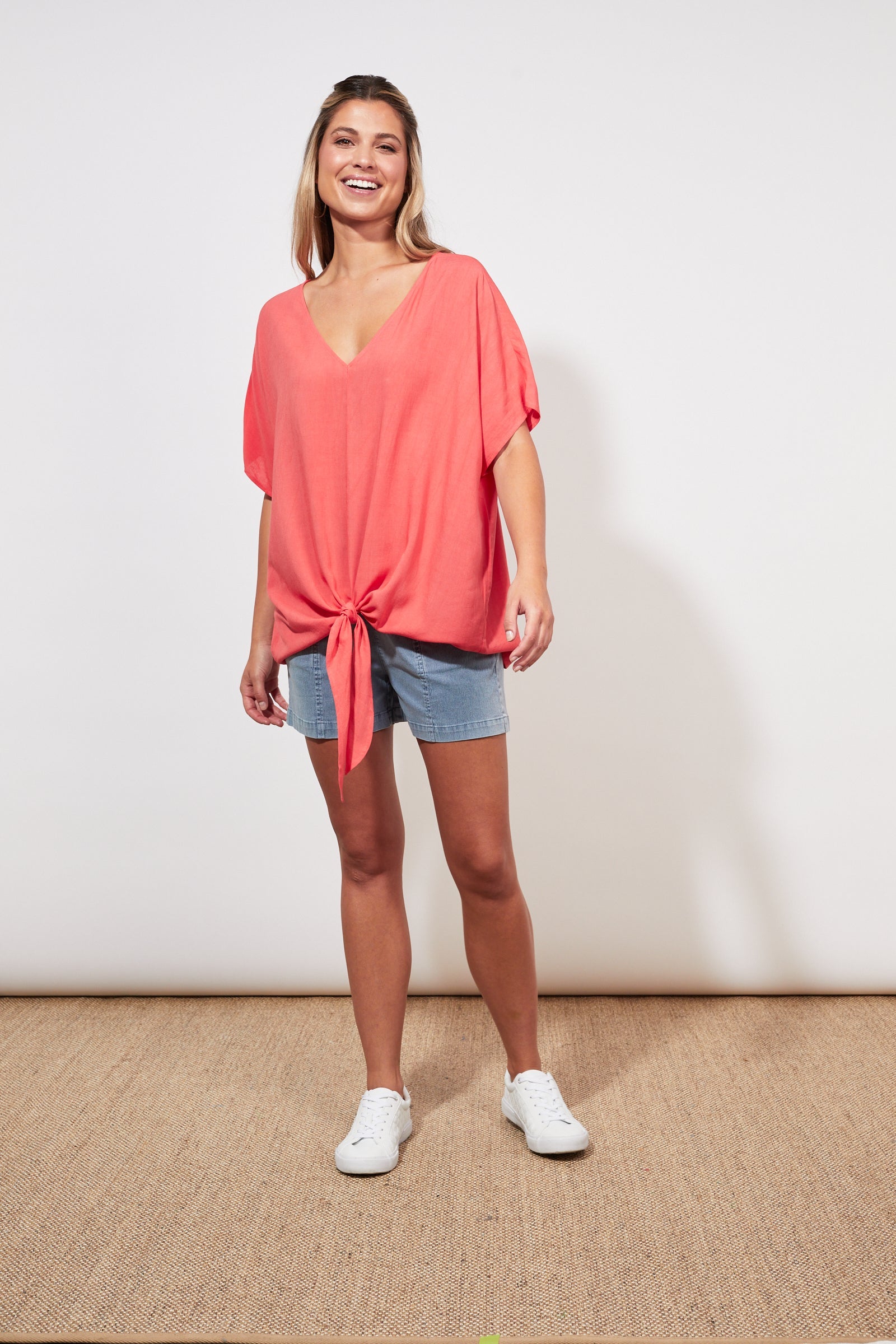 Tropicana Tie Top - Coral - The Haven Co