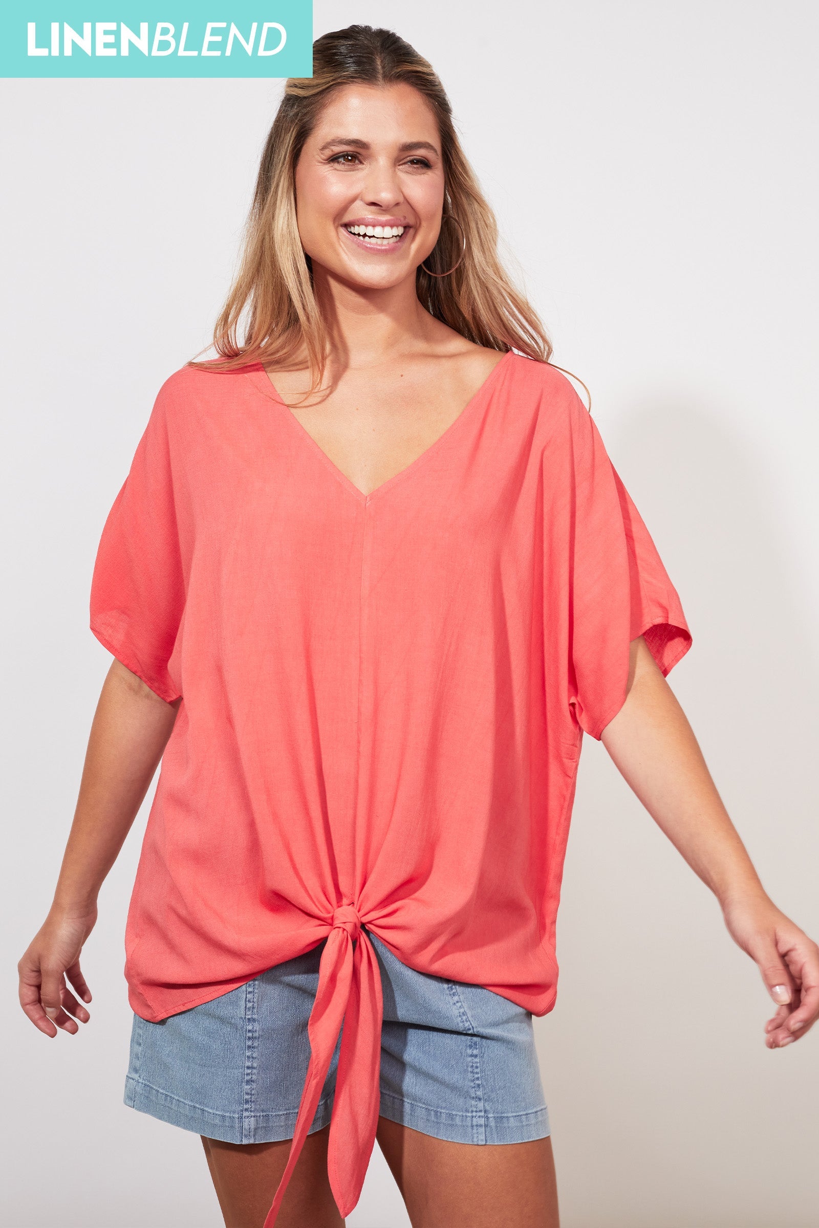 Tropicana Tie Top - Coral - The Haven Co