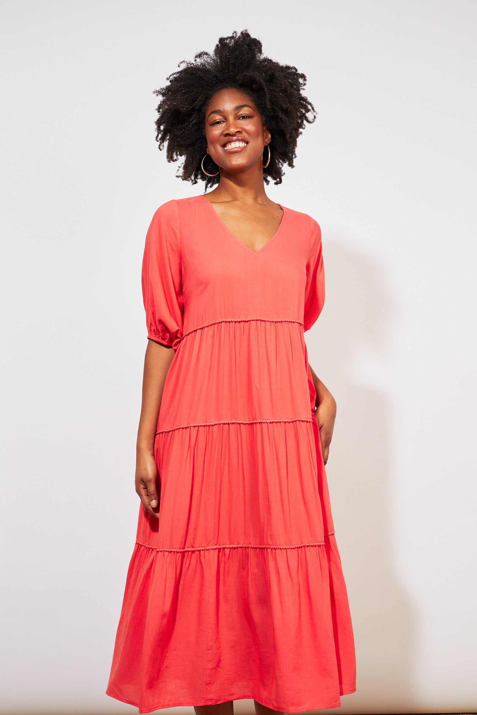 Tropicana Tiered Maxi - Coral - The Haven Co