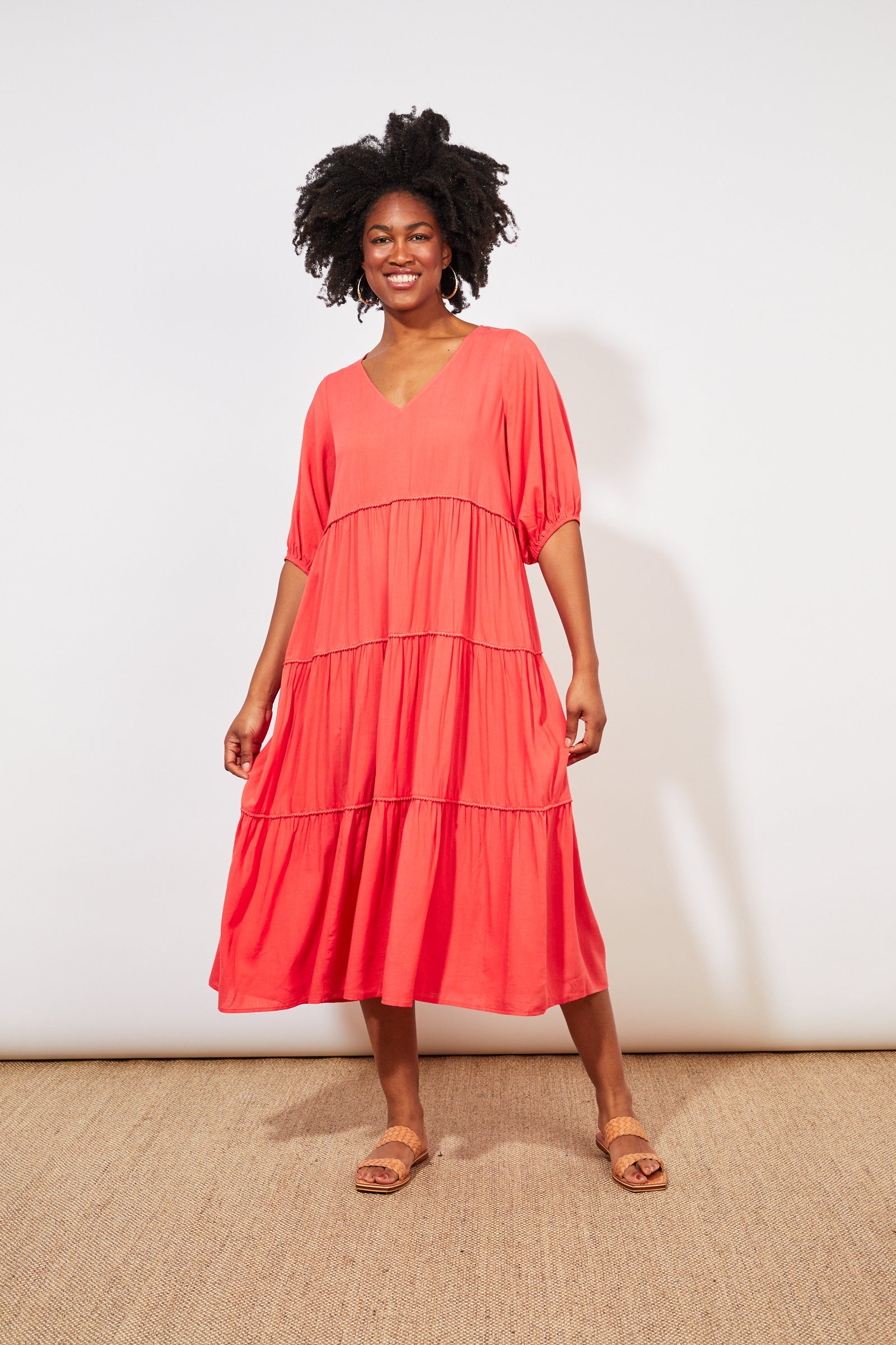 Tropicana Tiered Maxi - Coral - The Haven Co