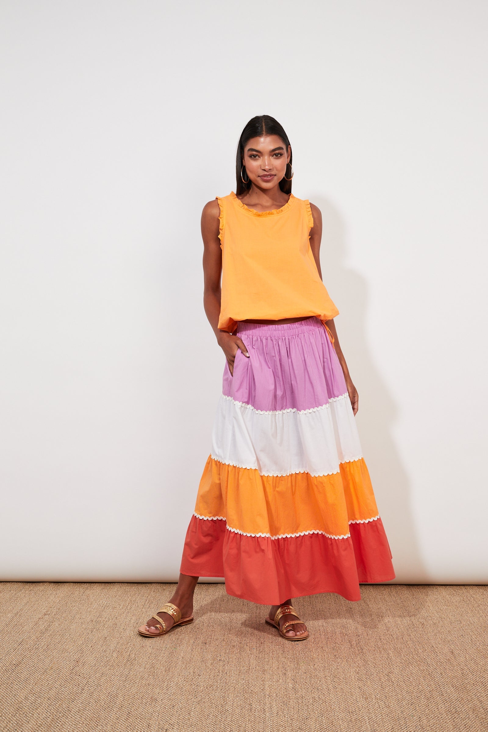 Oahu Maxi Skirt - Mango Stripe - The Haven Co