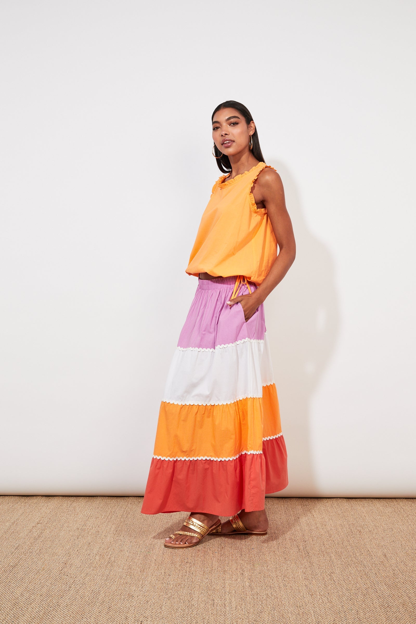 Oahu Maxi Skirt - Mango Stripe - The Haven Co