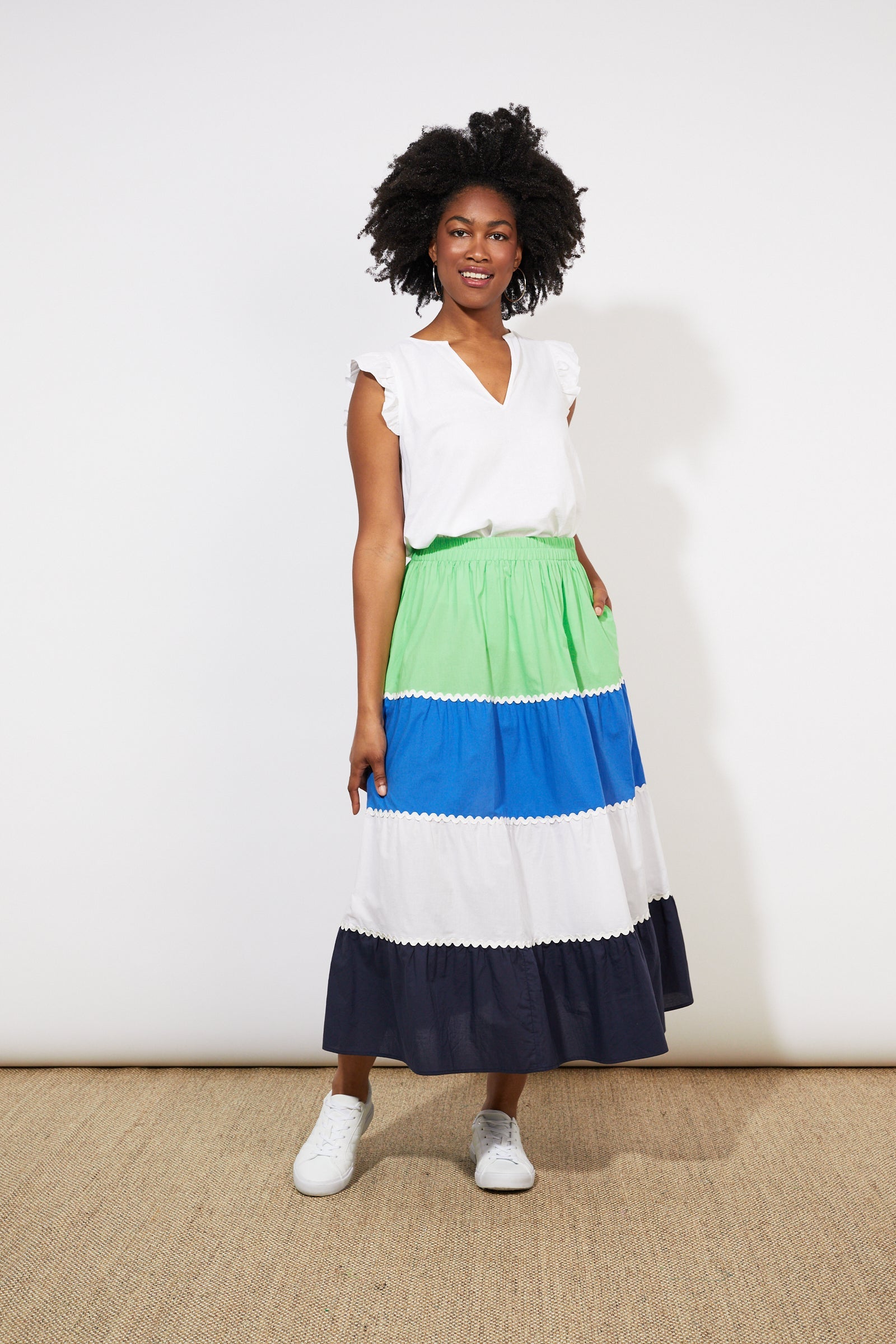 Oahu Maxi Skirt - Marine Stripe - The Haven Co