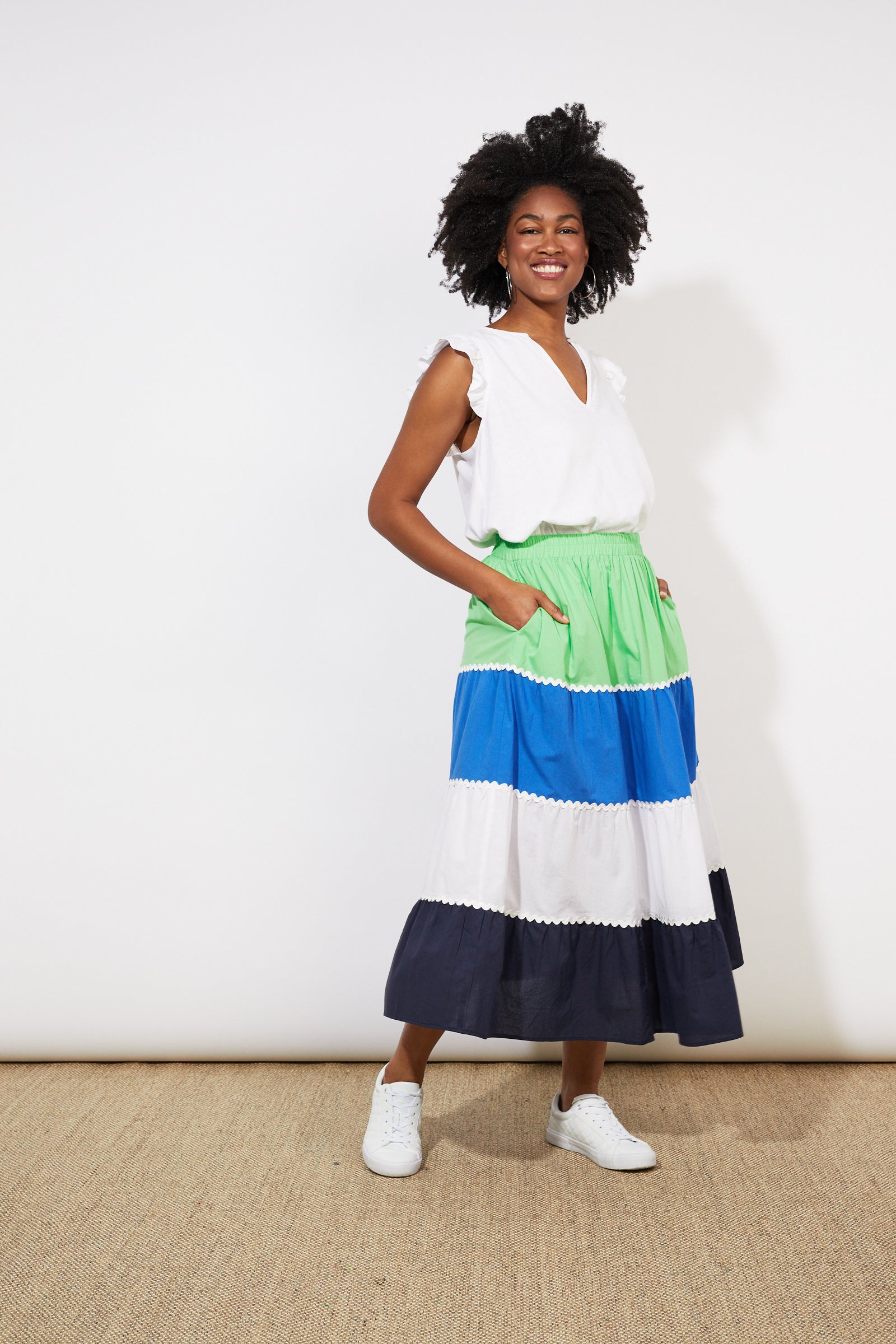 Oahu Maxi Skirt - Marine Stripe - The Haven Co