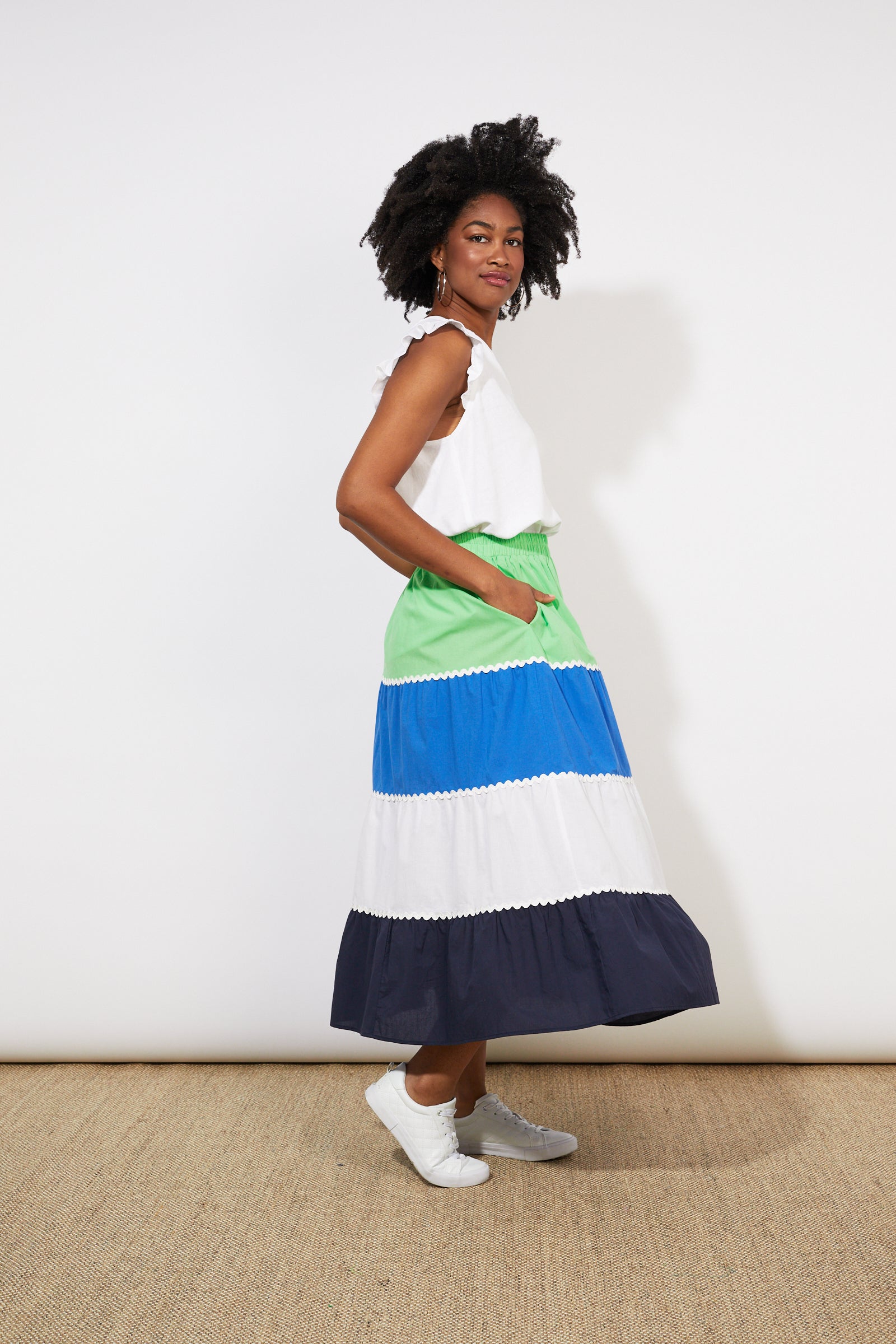 Oahu Maxi Skirt - Marine Stripe - The Haven Co