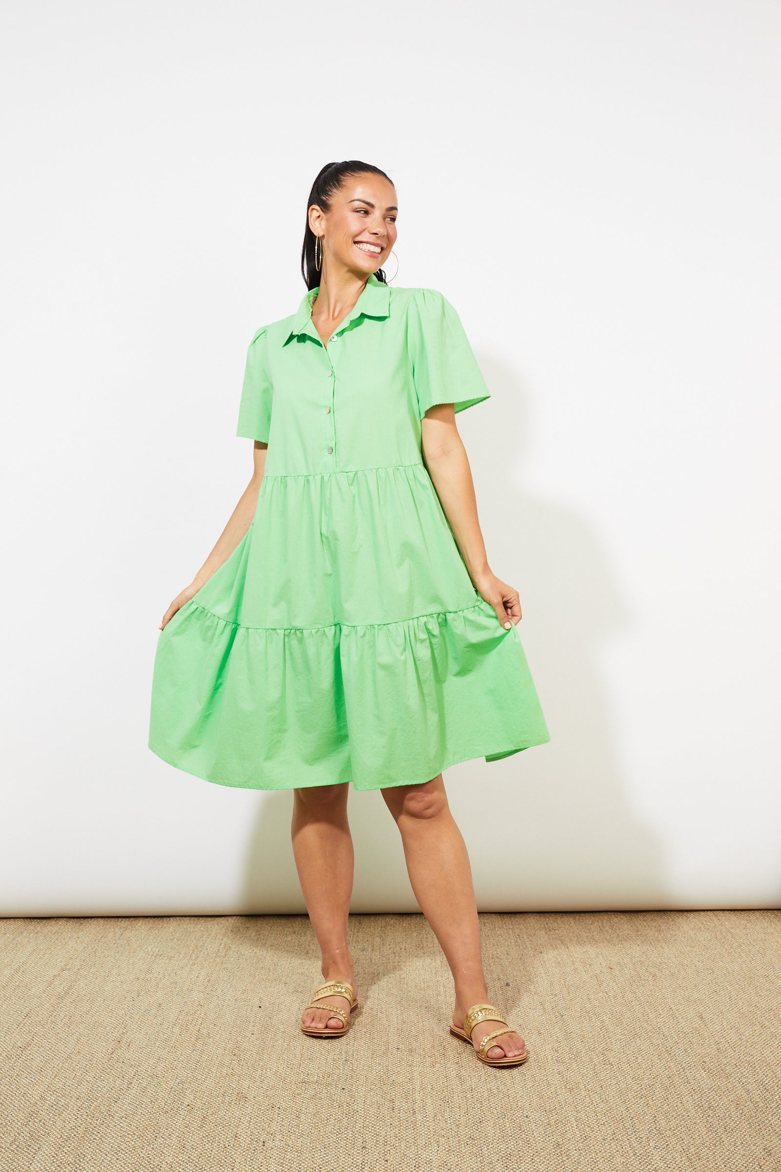 Oahu Shirt Dress - Limeade - The Haven Co