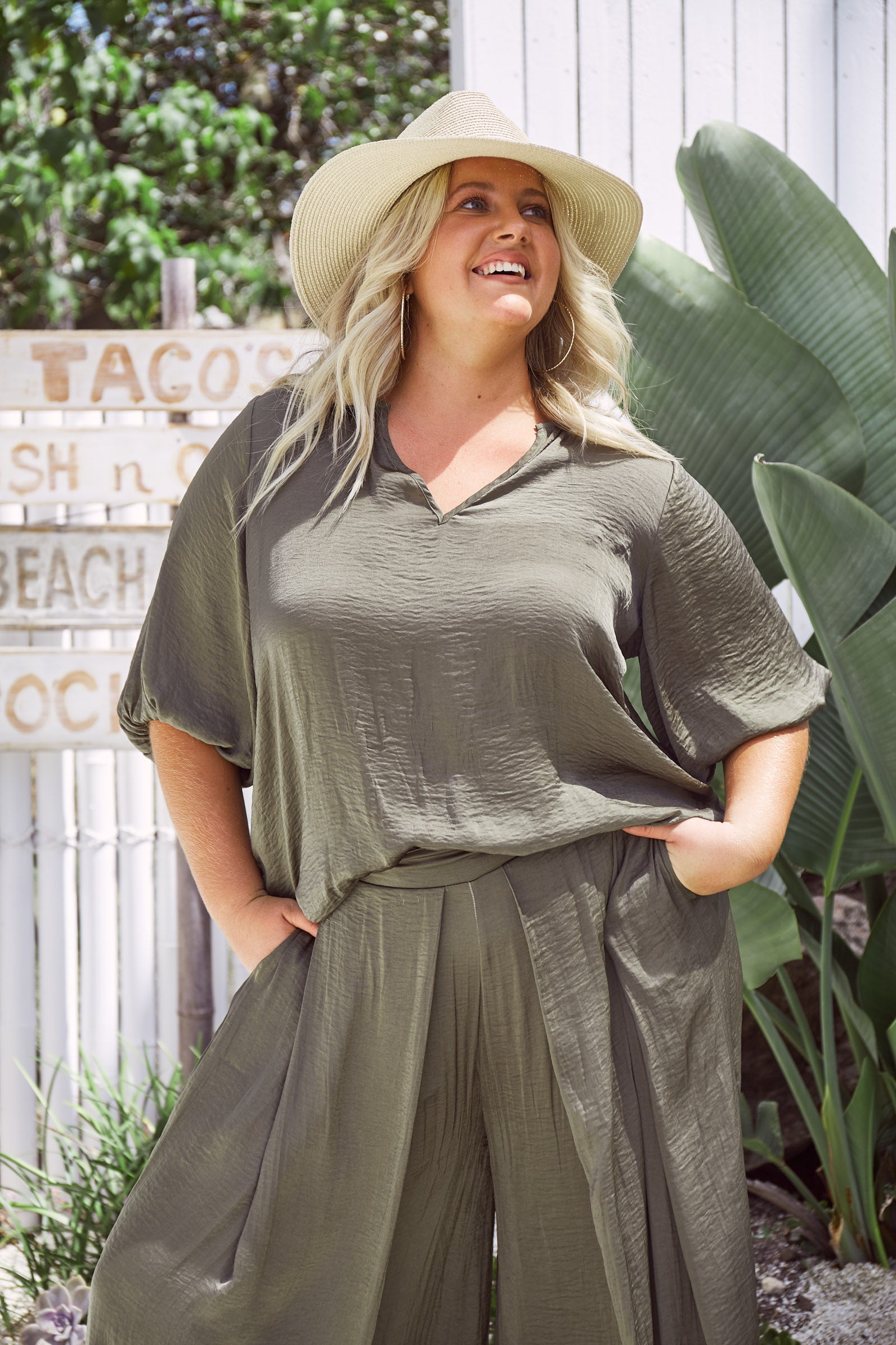 Barbados Relax Top - Khaki - The Haven Co