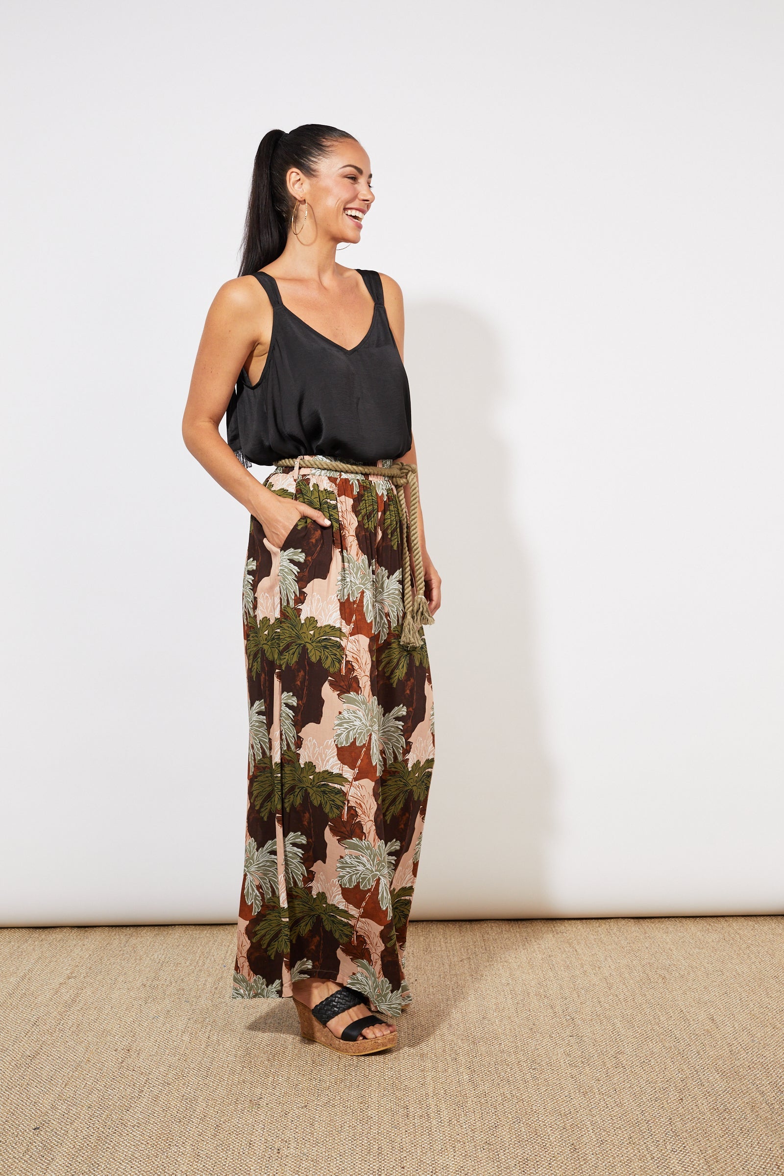 Cayman Palazzo Pant - Palms - The Haven Co