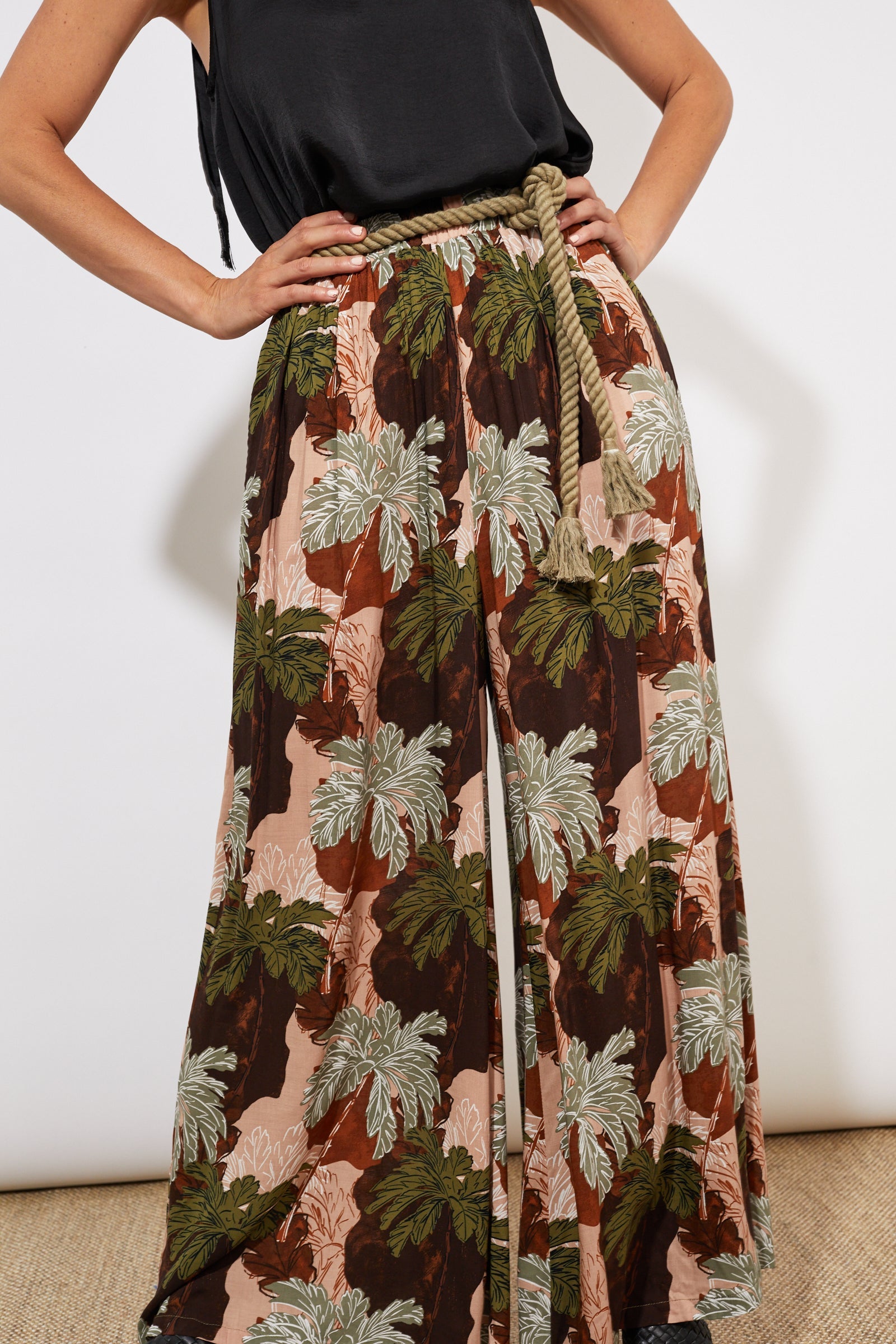 Cayman Palazzo Pant - Palms - The Haven Co