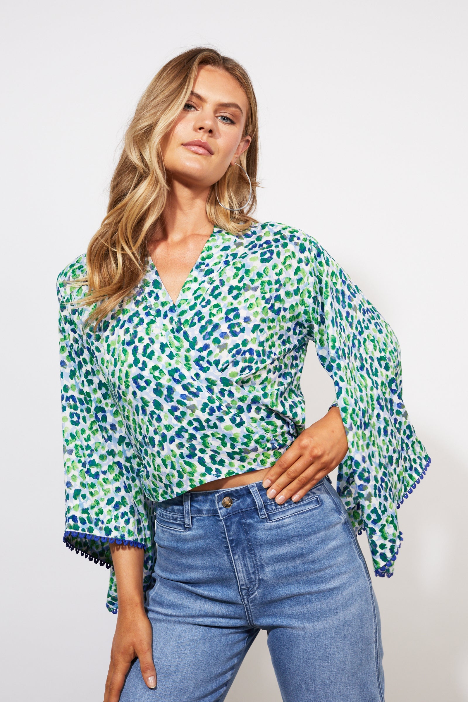 Lamu Wrap Top - Savanna Blue - The Haven Co