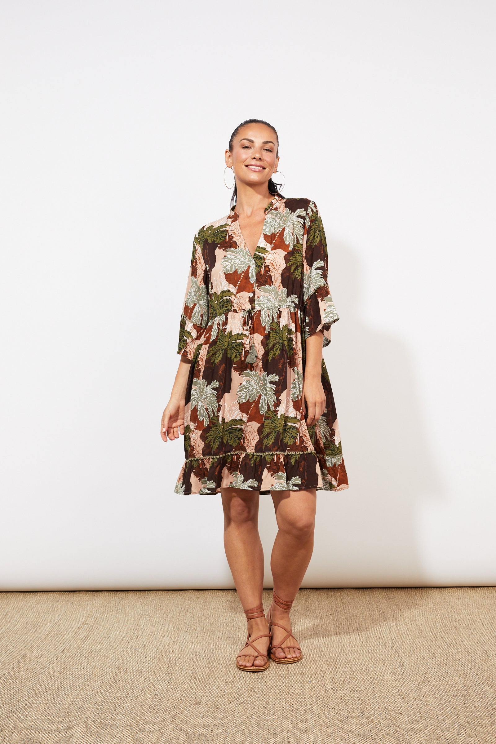 Cayman Tie Dress - Palms - The Haven Co