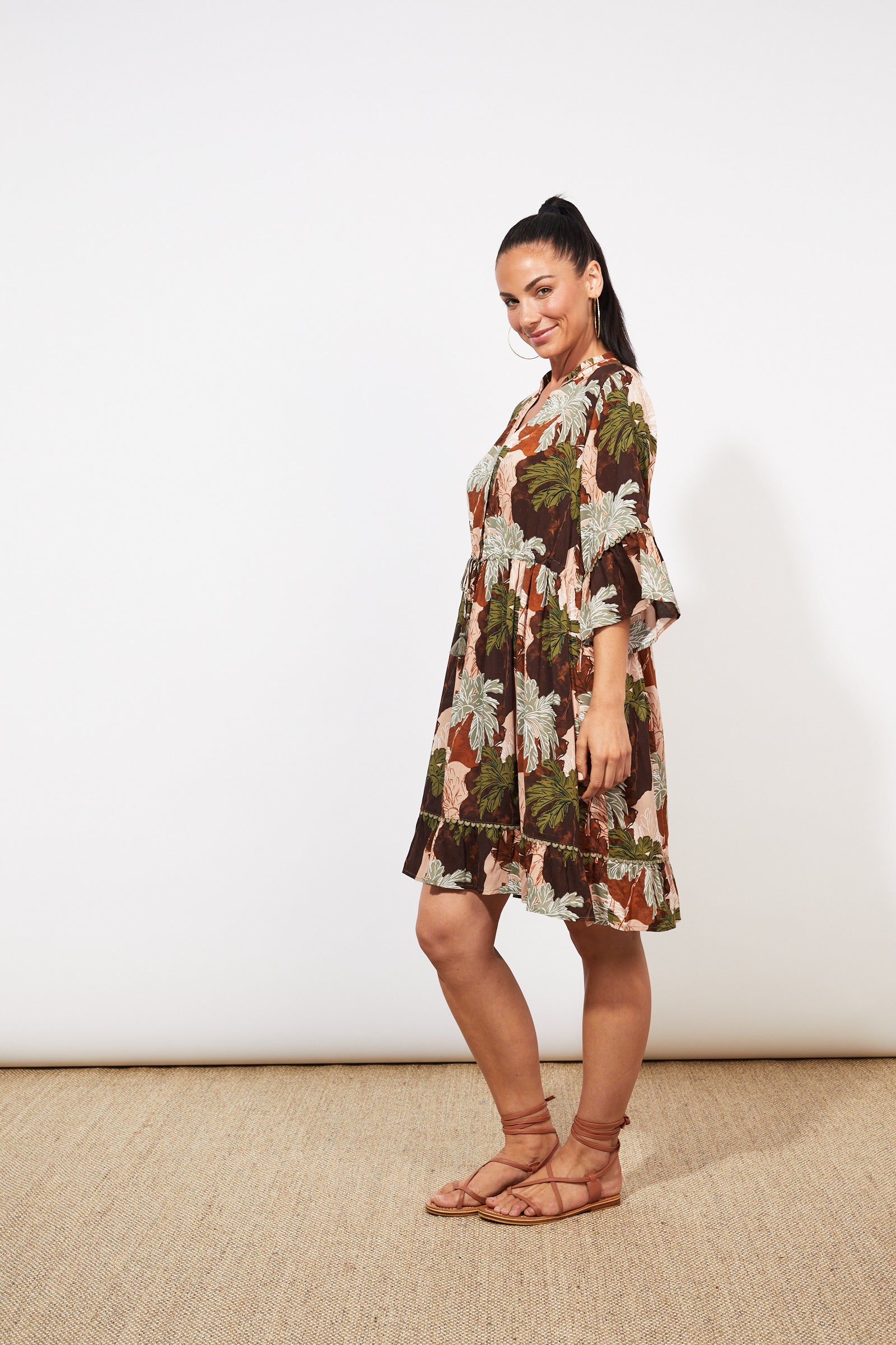 Cayman Tie Dress - Palms - The Haven Co