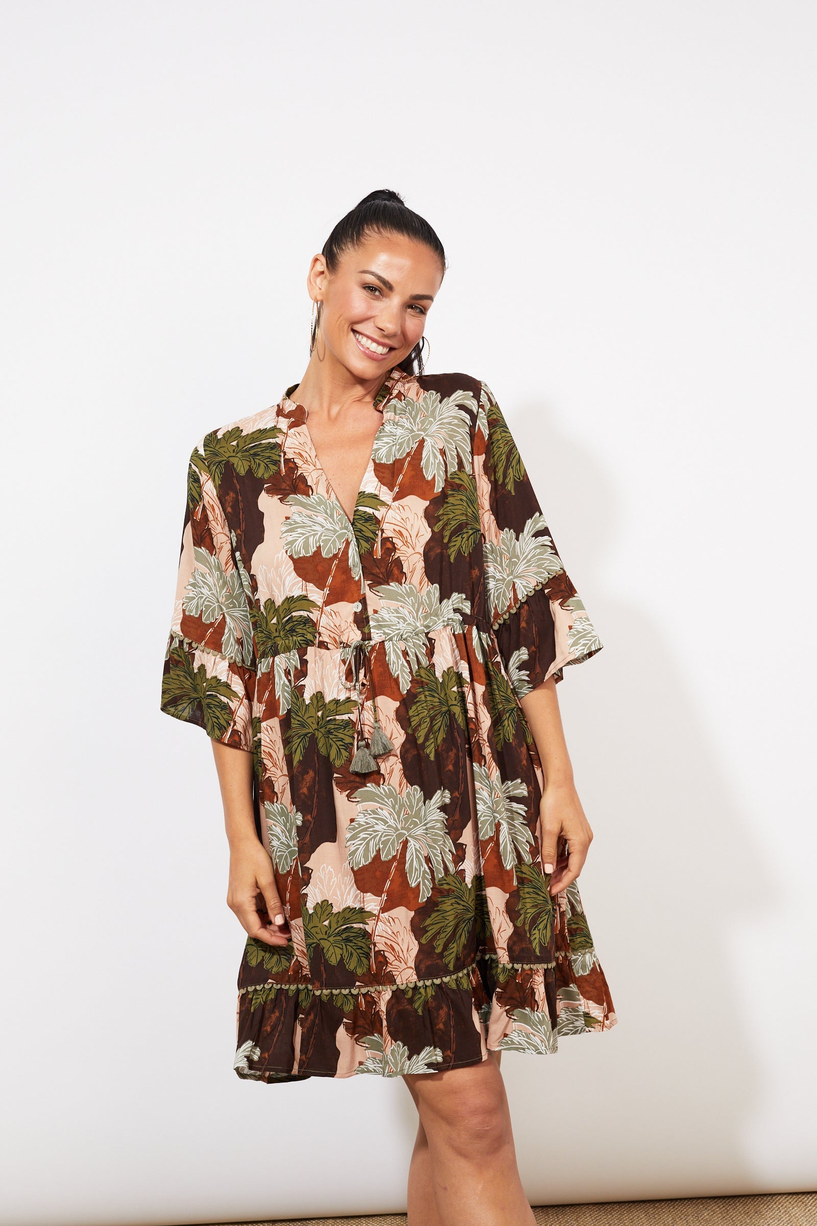 Cayman Tie Dress - Palms - The Haven Co