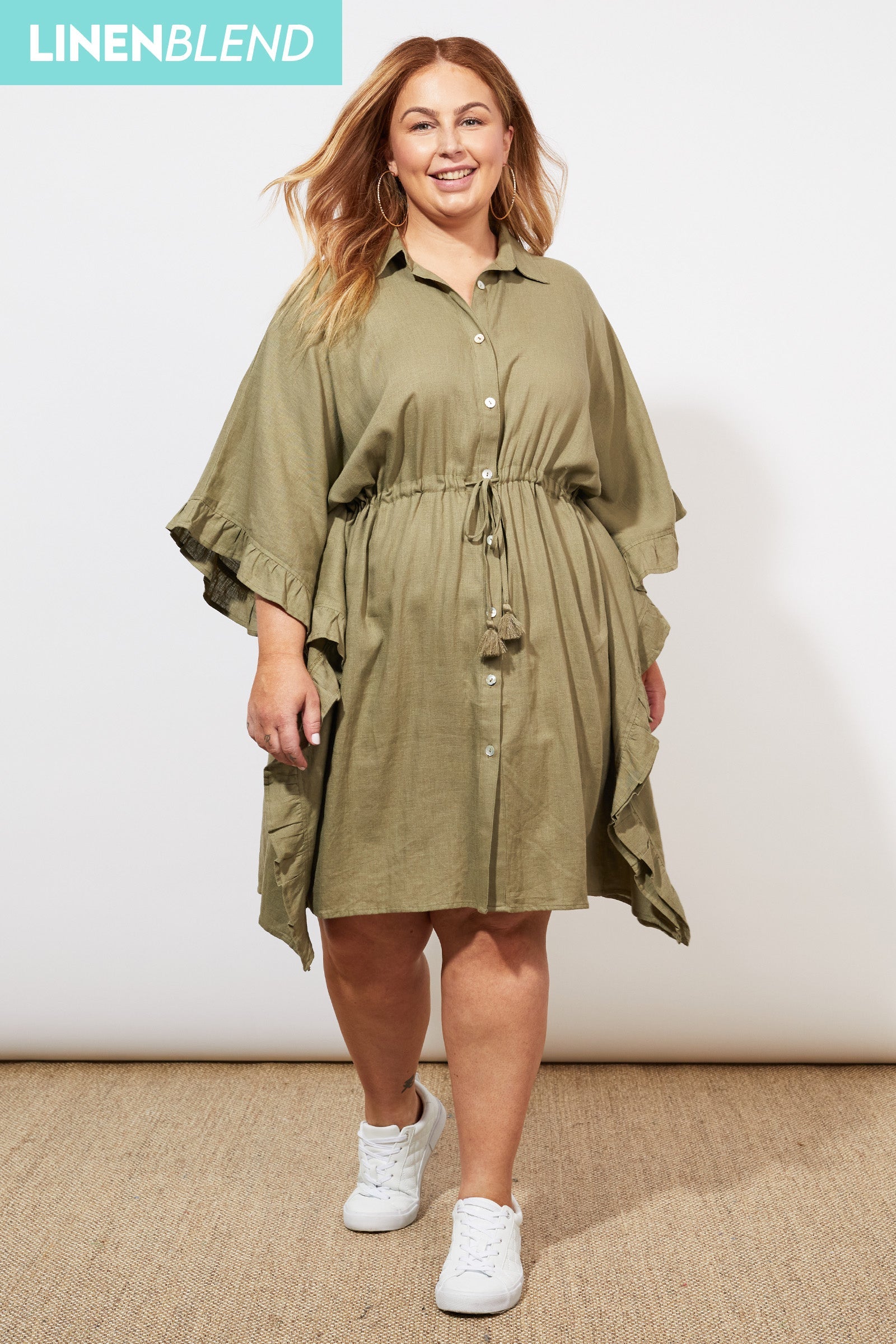 Tanna Shirt Dress - Khaki - The Haven Co