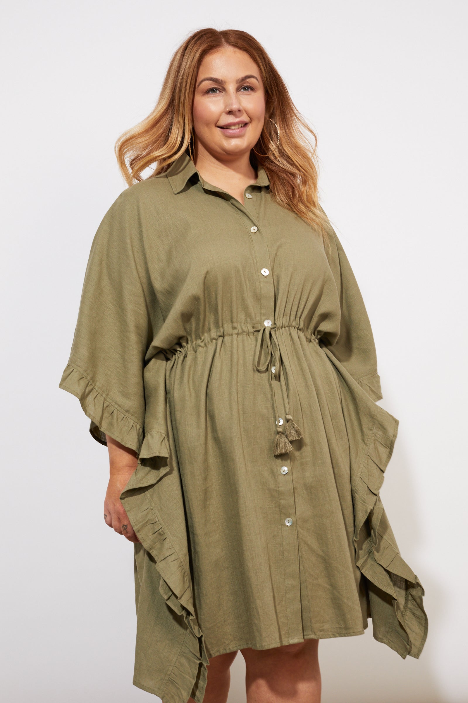 Tanna Shirt Dress - Khaki - The Haven Co