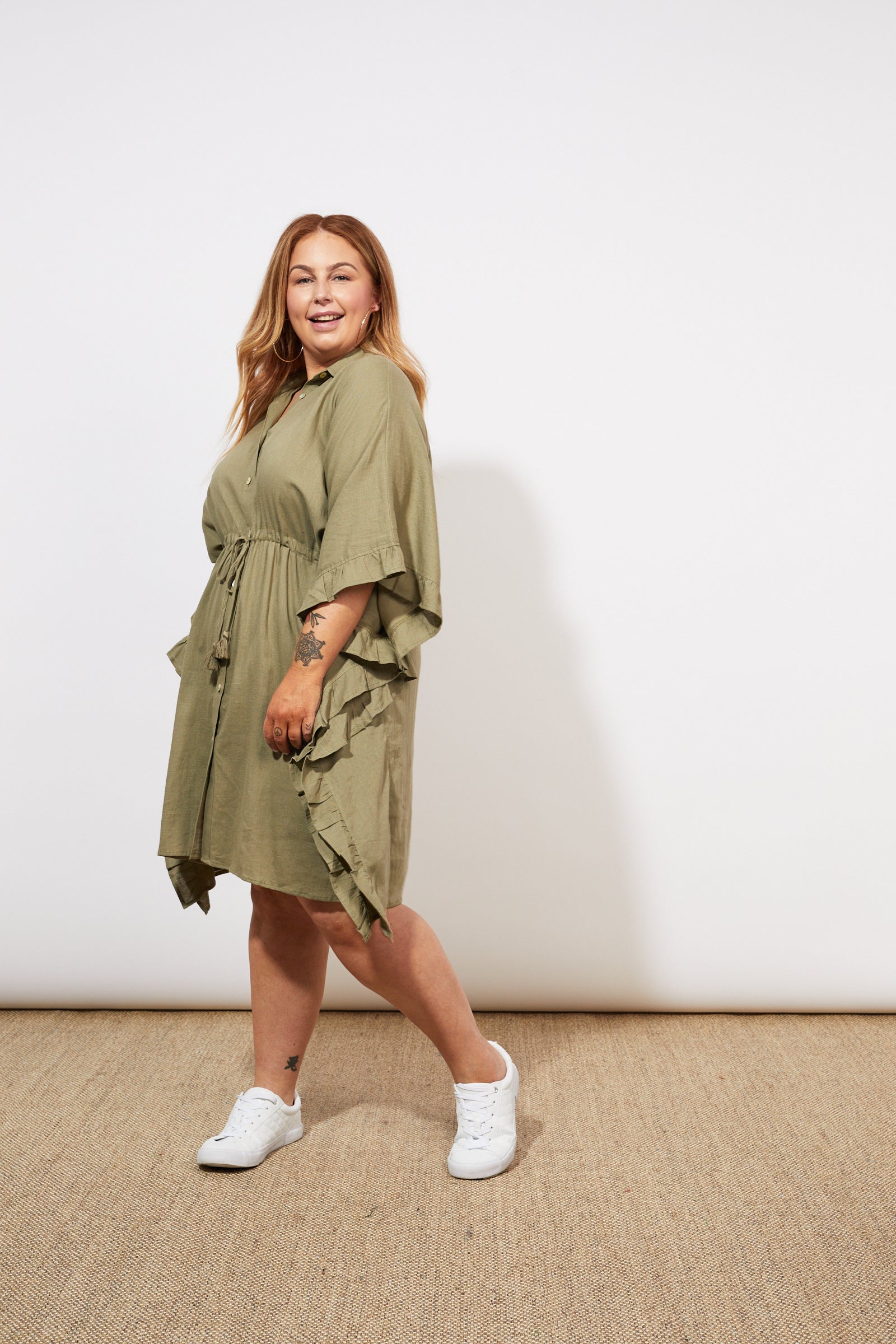 Tanna Shirt Dress - Khaki - The Haven Co