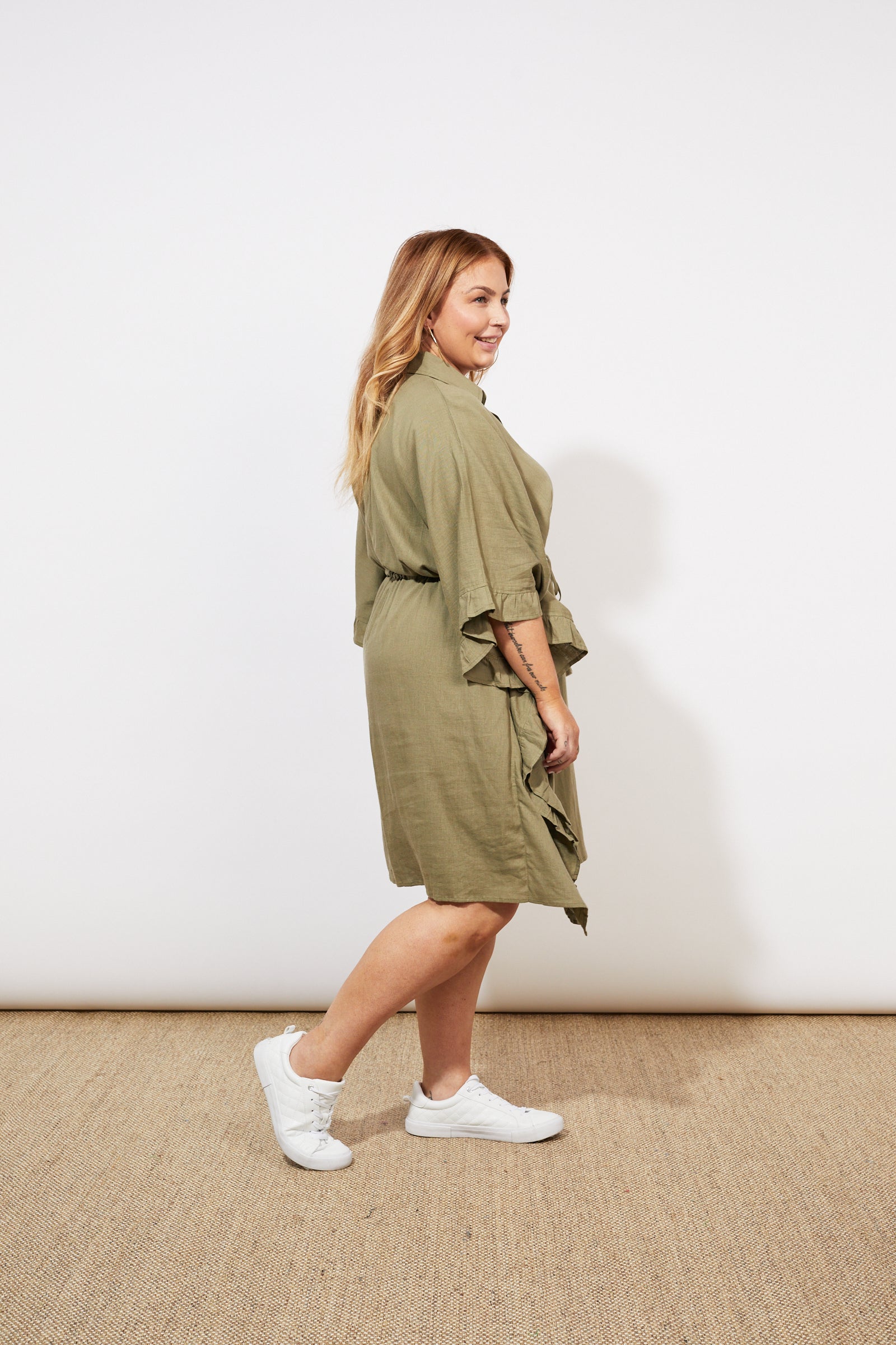 Tanna Shirt Dress - Khaki - The Haven Co