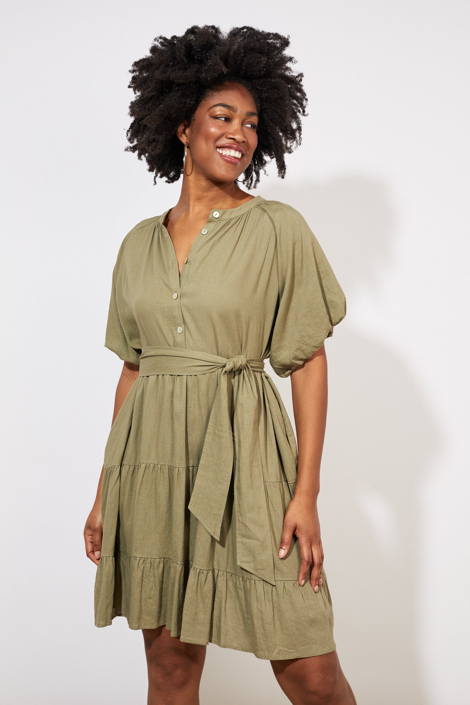 Tanna Belt Dress - Khaki - The Haven Co