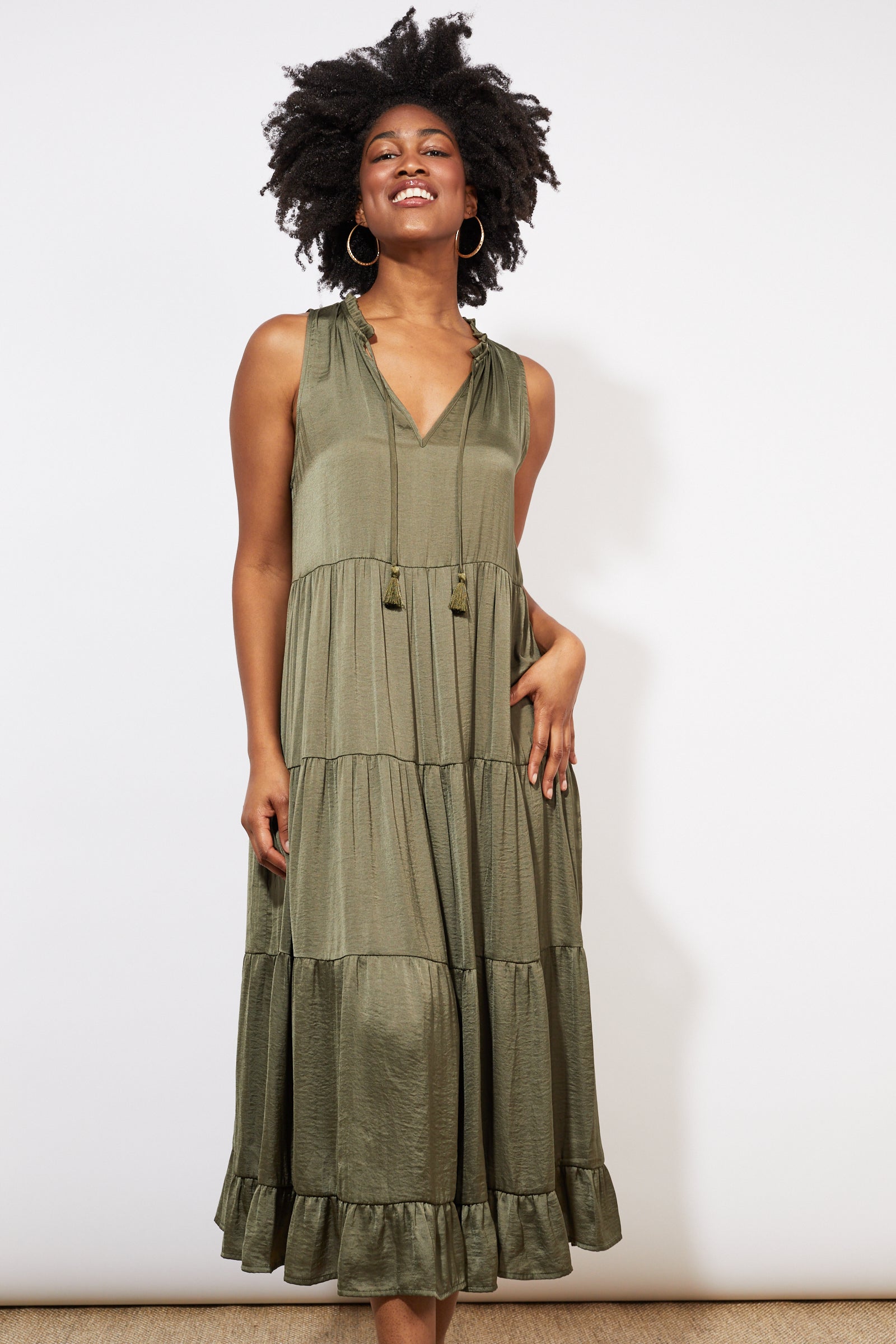 Barbados Tiered Maxi - Khaki - The Haven Co