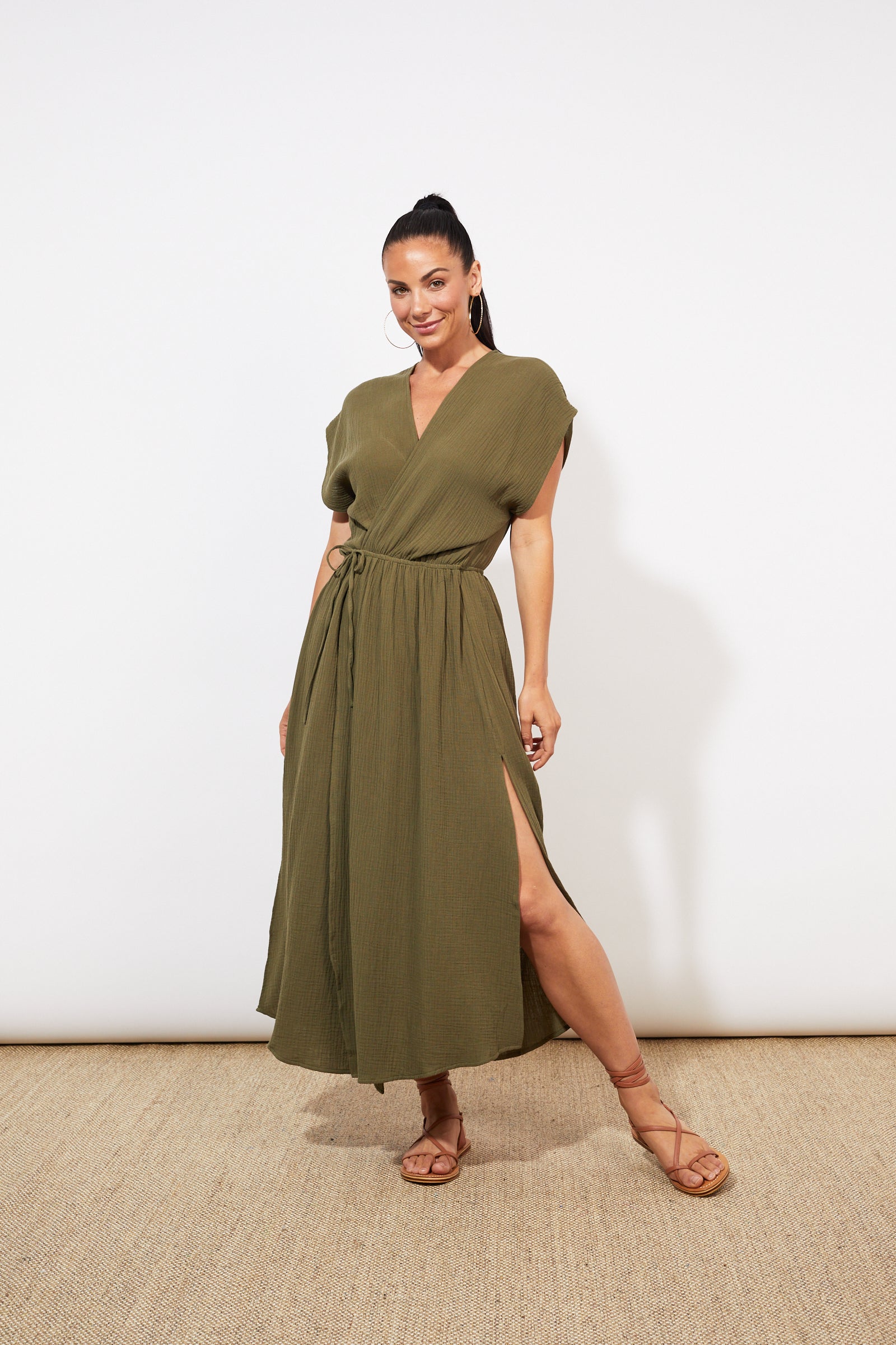 Tulum Wrap Dress - Khaki - The Haven Co