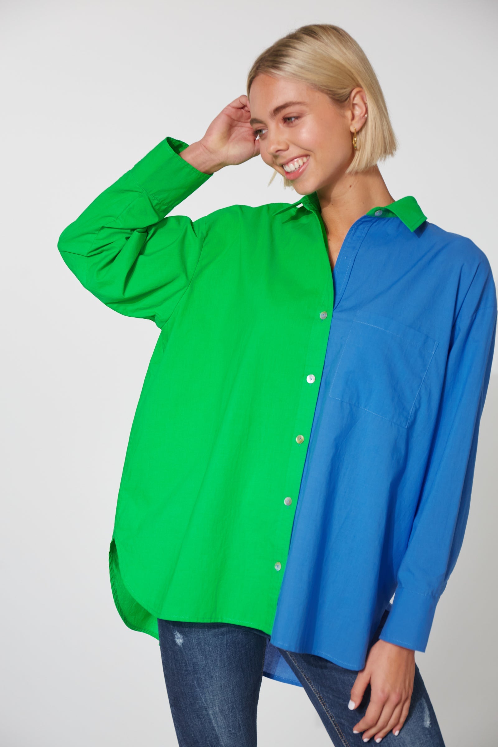 Montrose Shirt - Evergreen/Cobalt - The Haven Co