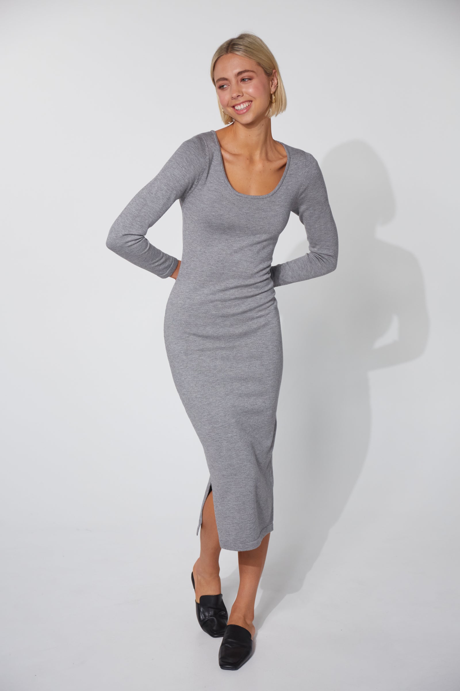 Nikolai Knit Dress - Gray - The Haven Co