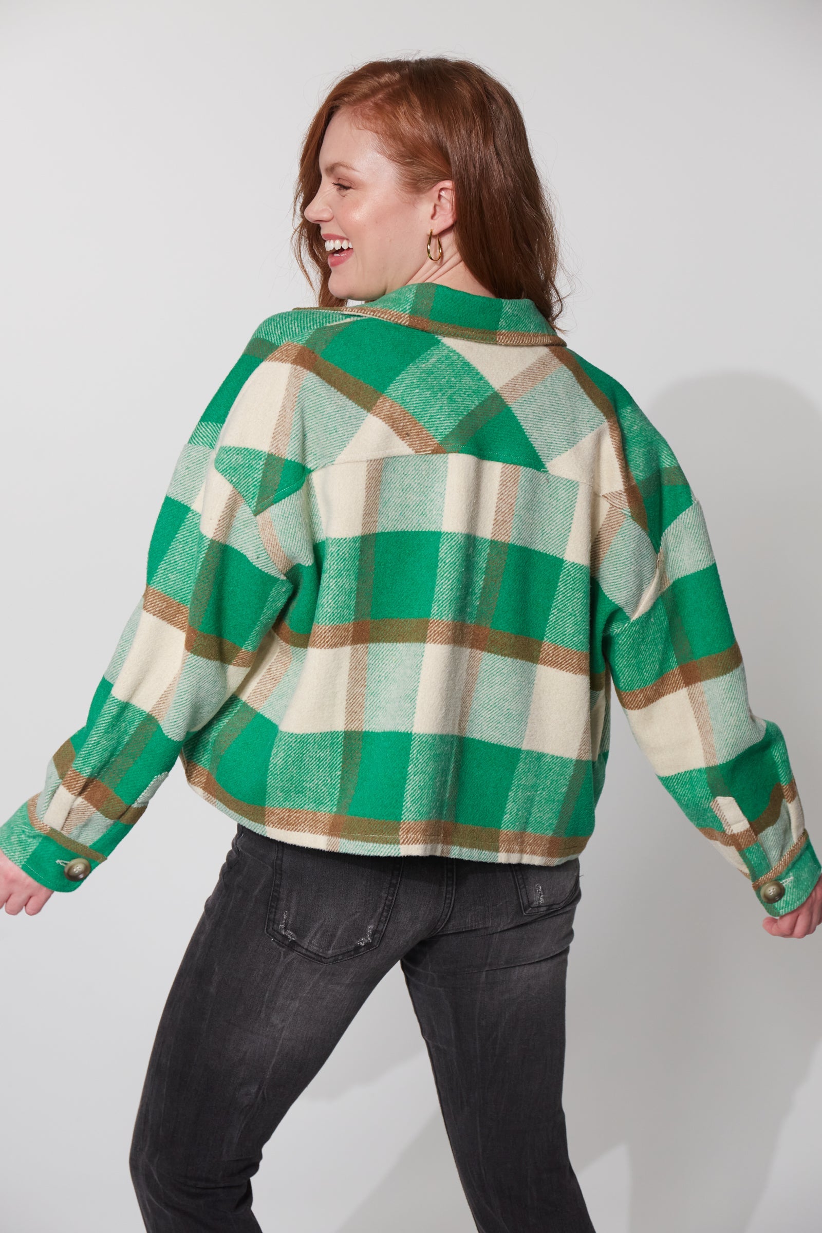 Braemar Crop Shacket - Evergreen - The Haven Co