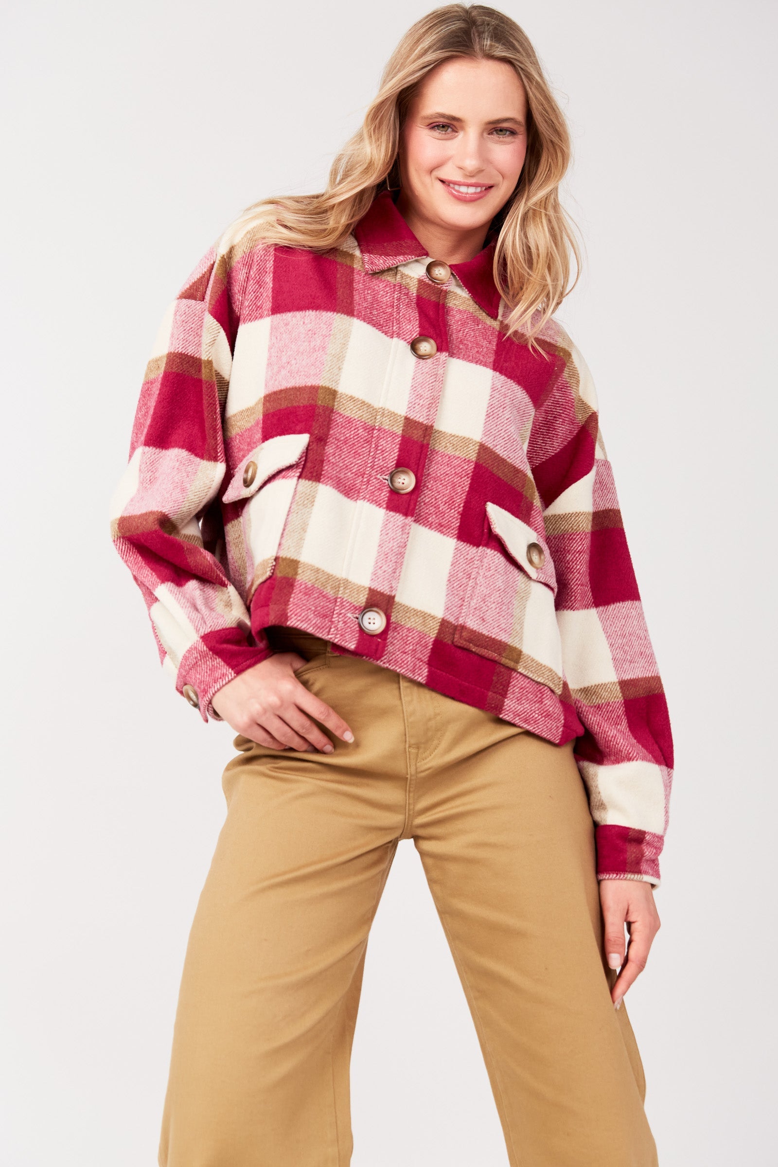 Braemar Crop Shacket - Azalea - The Haven Co