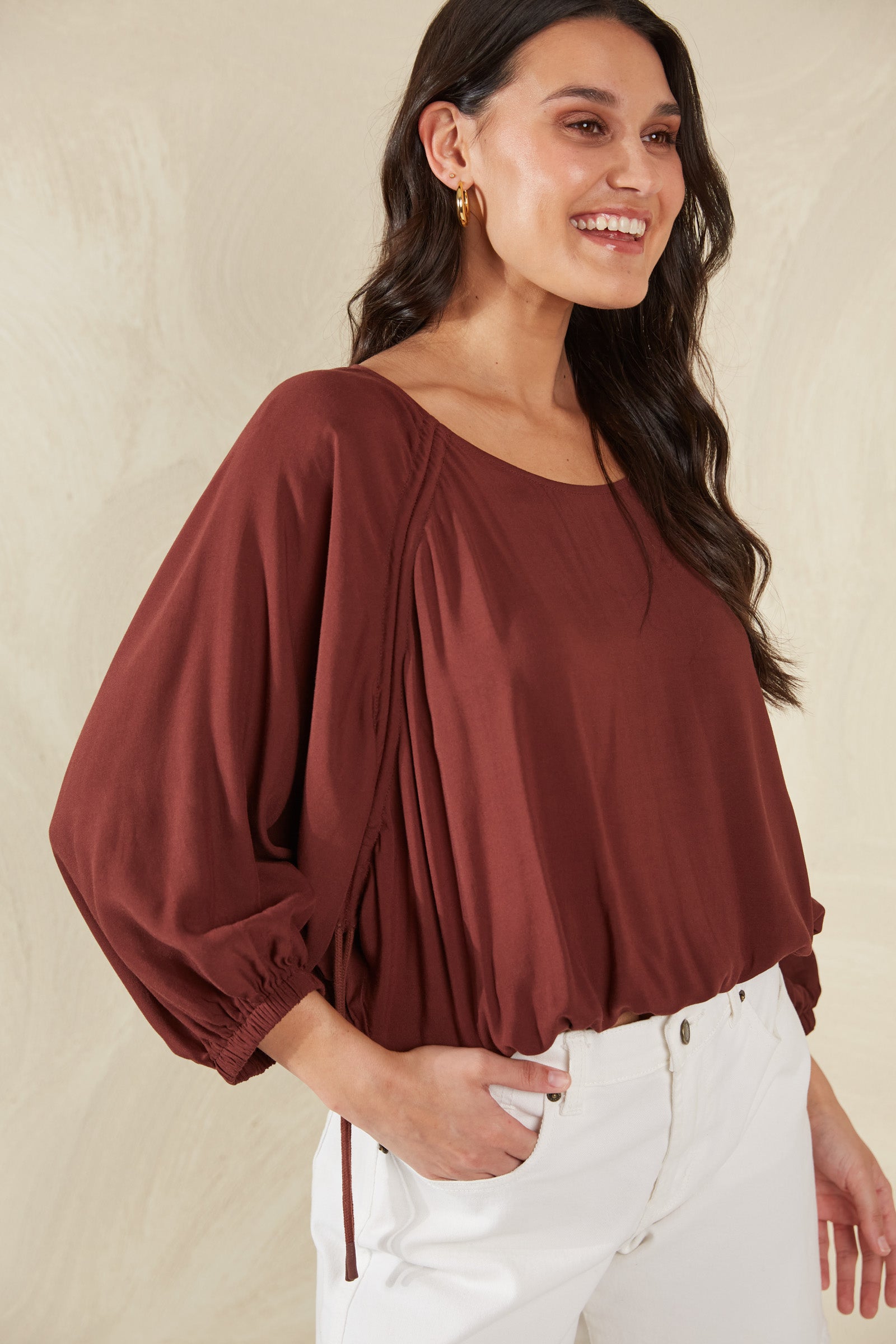 Palermo Drawstring Top - Espresso - The Haven Co