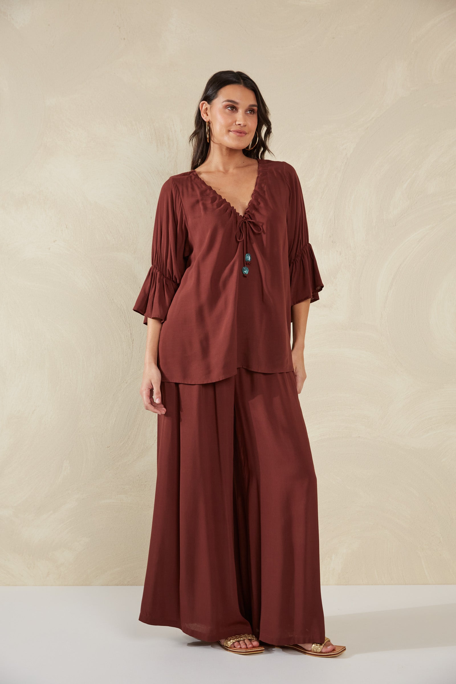 Palermo Ruched Top - Espresso - The Haven Co