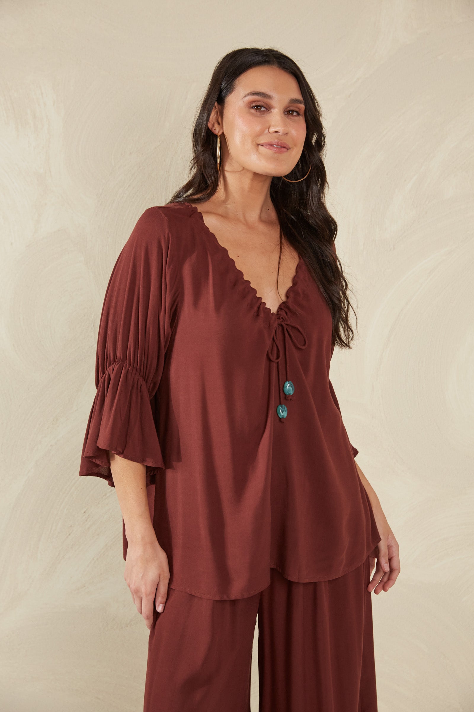 Palermo Ruched Top - Espresso - The Haven Co