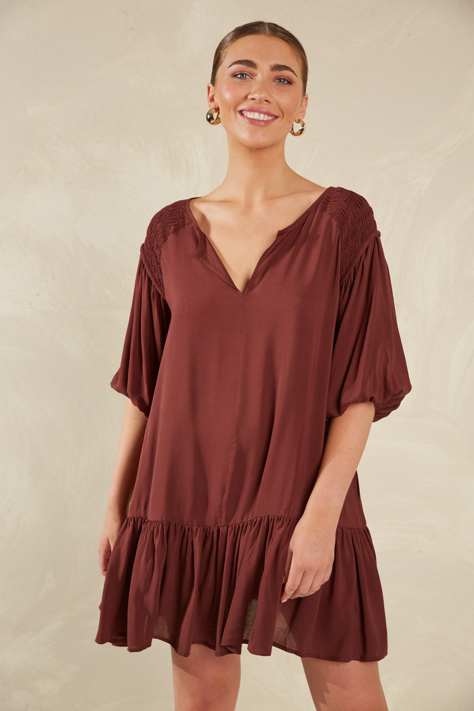 Palermo Mini Dress - Espresso - The Haven Co