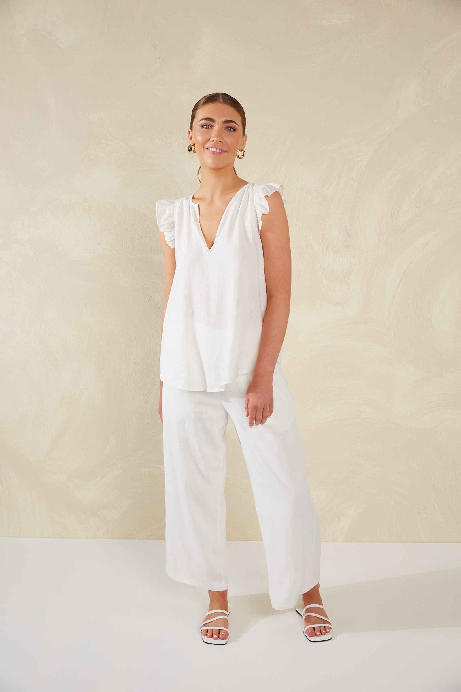Florence Frill Tank - Bianco - The Haven Co