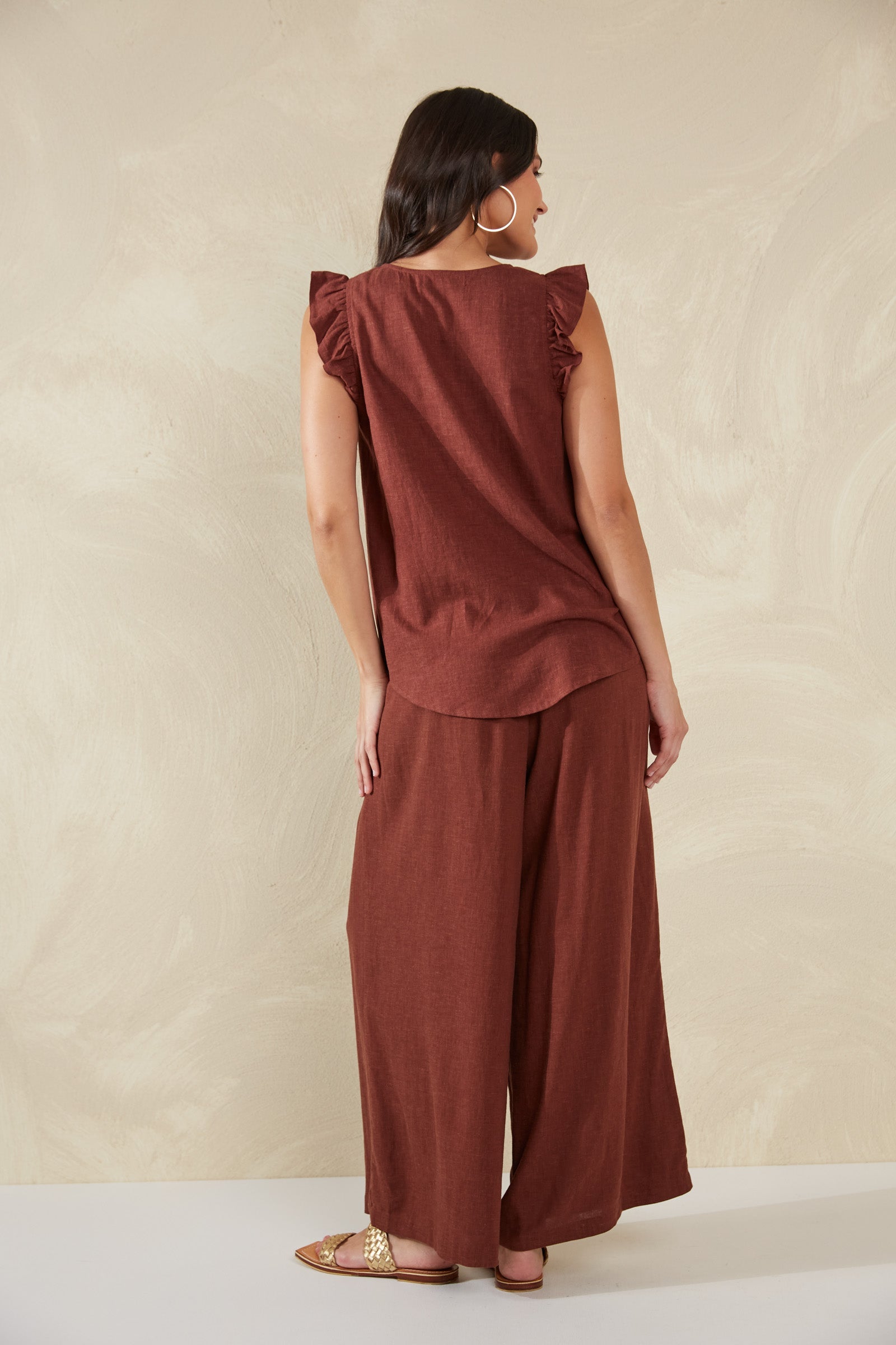 Florence Frill Tank - Espresso - The Haven Co