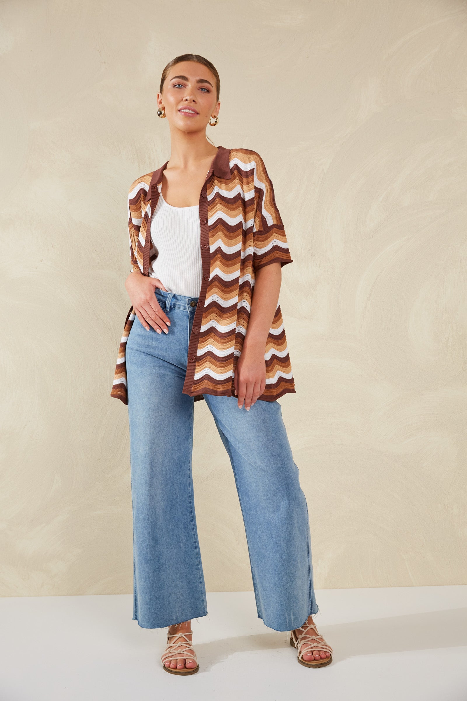 Amalfi Knit Shirt - Tiramisu - The Haven Co