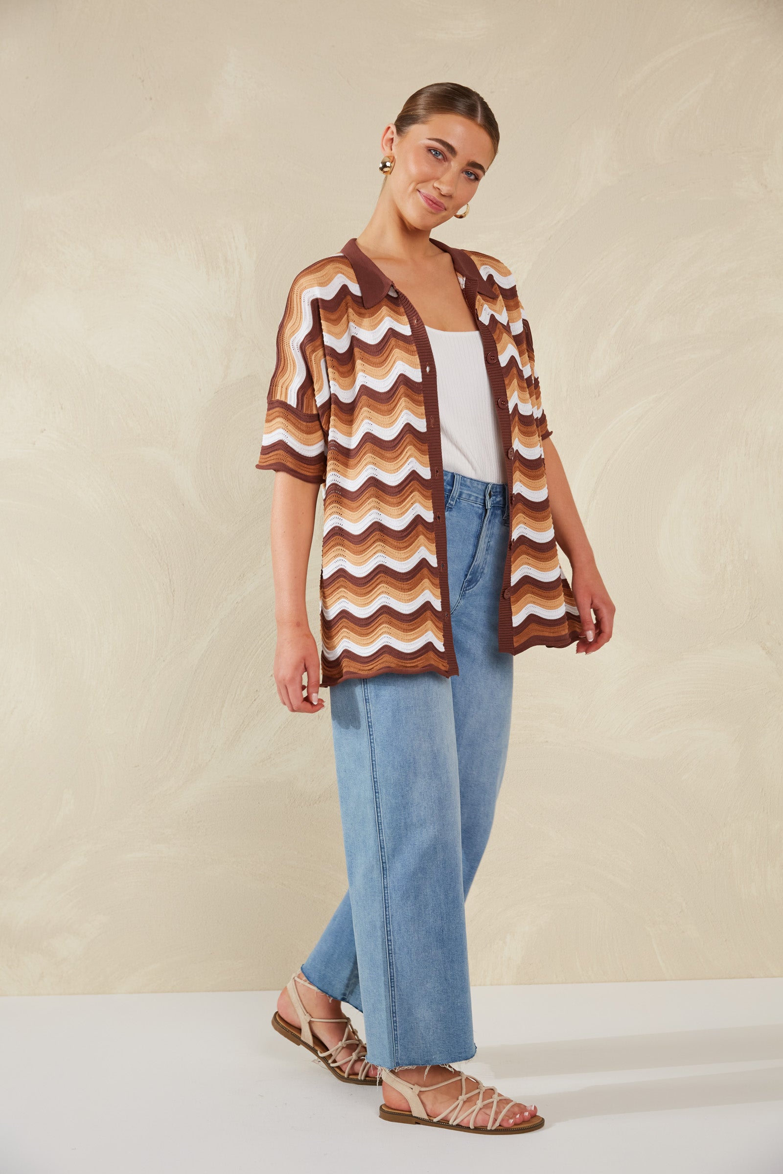Amalfi Knit Shirt - Tiramisu - The Haven Co
