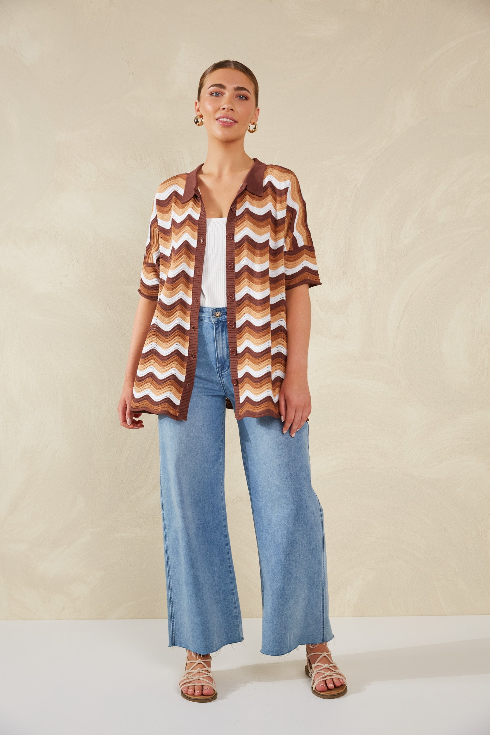 Amalfi Knit Shirt - Tiramisu - The Haven Co