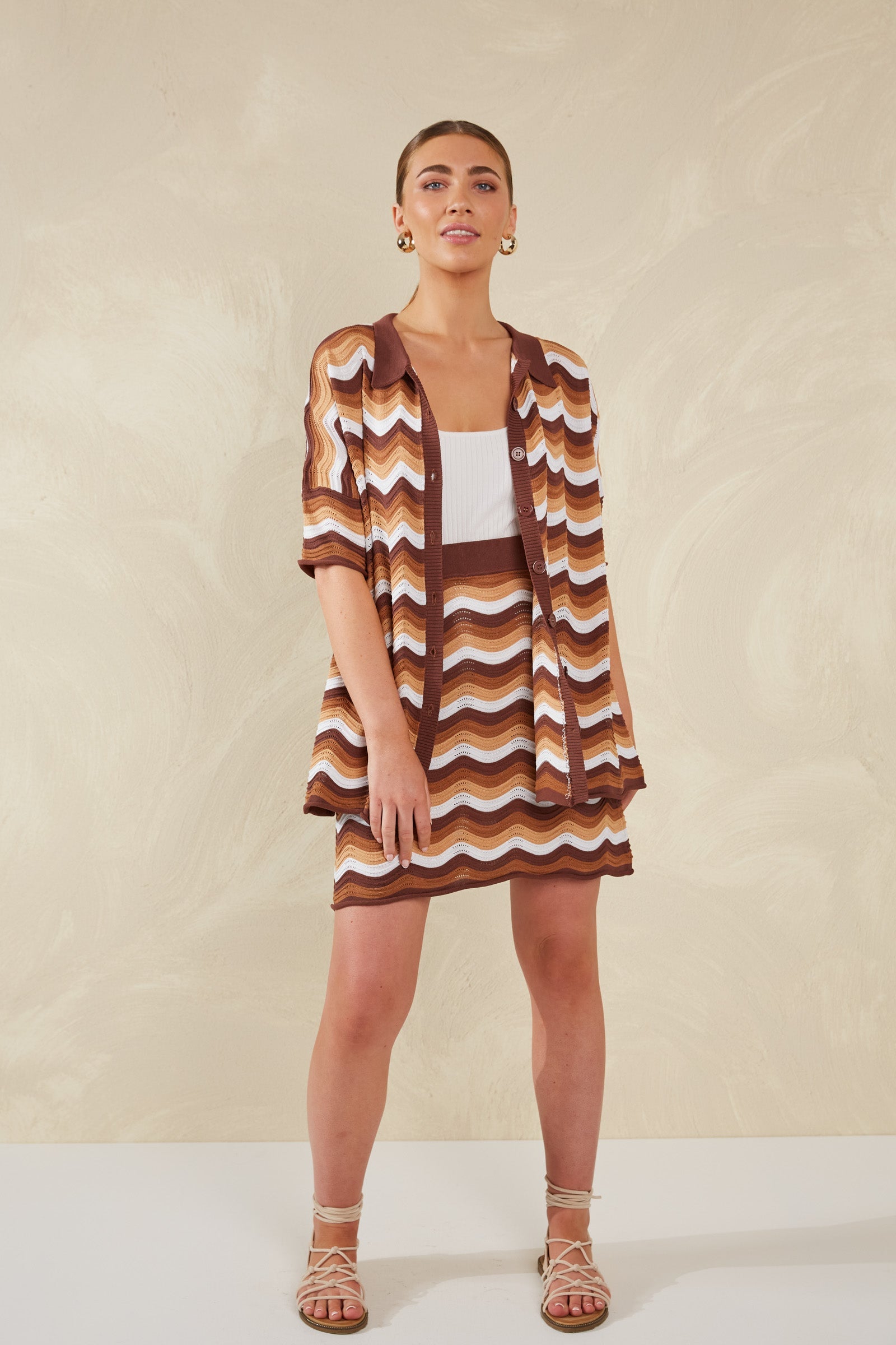 Amalfi Knit Shirt - Tiramisu - The Haven Co