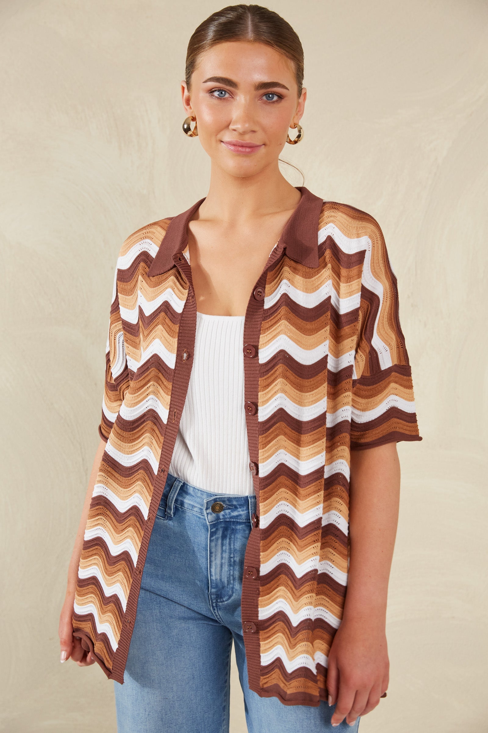 Amalfi Knit Shirt - Tiramisu - The Haven Co