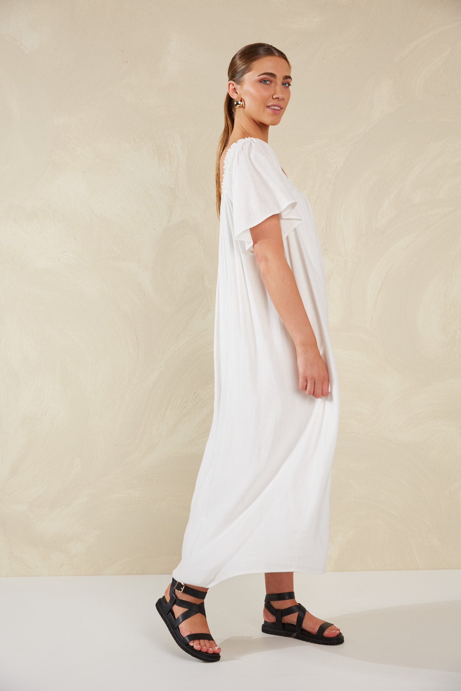 Florence Ruffle Dress - Bianco - The Haven Co
