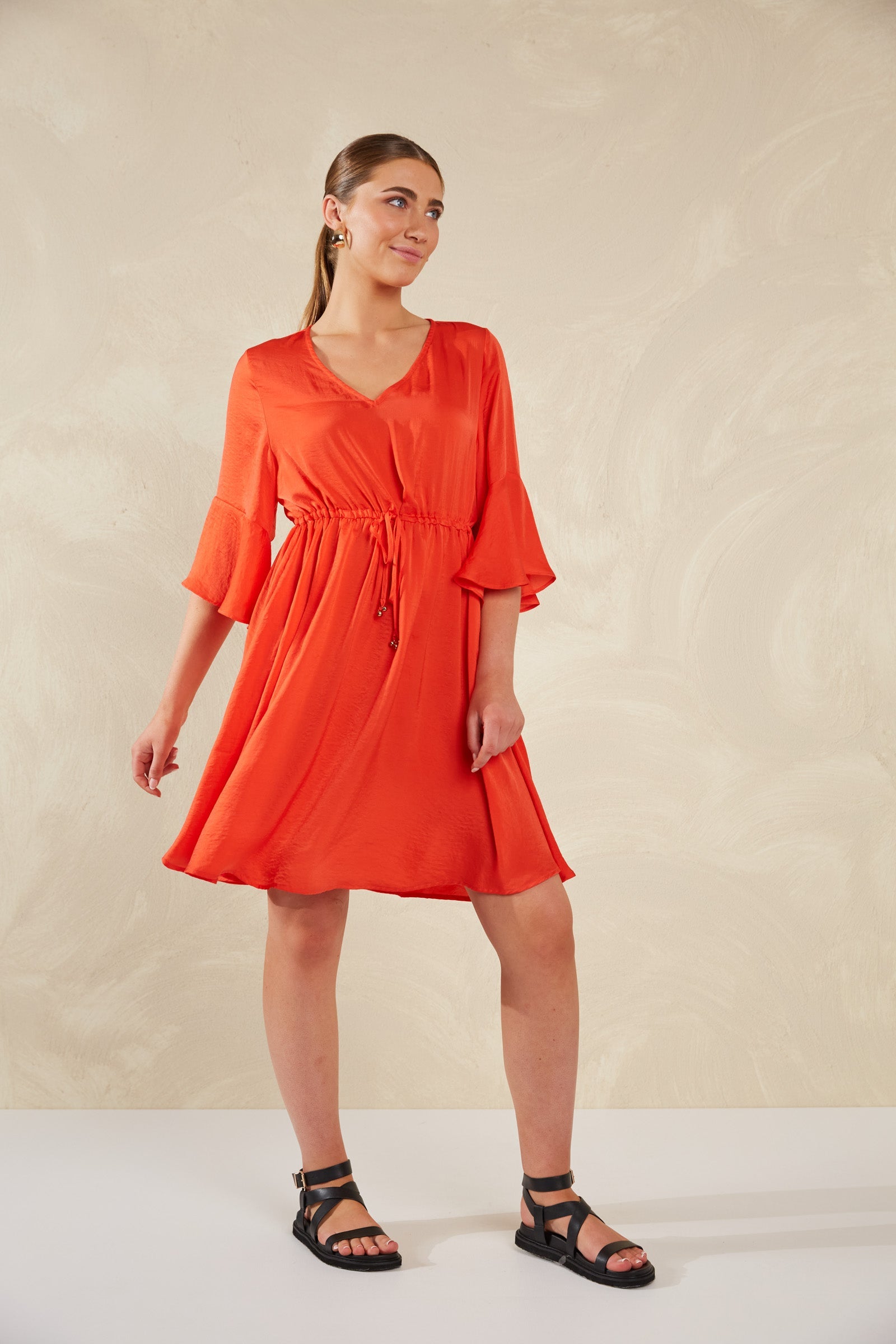 Portofino Tie Dress - Aperol - The Haven Co