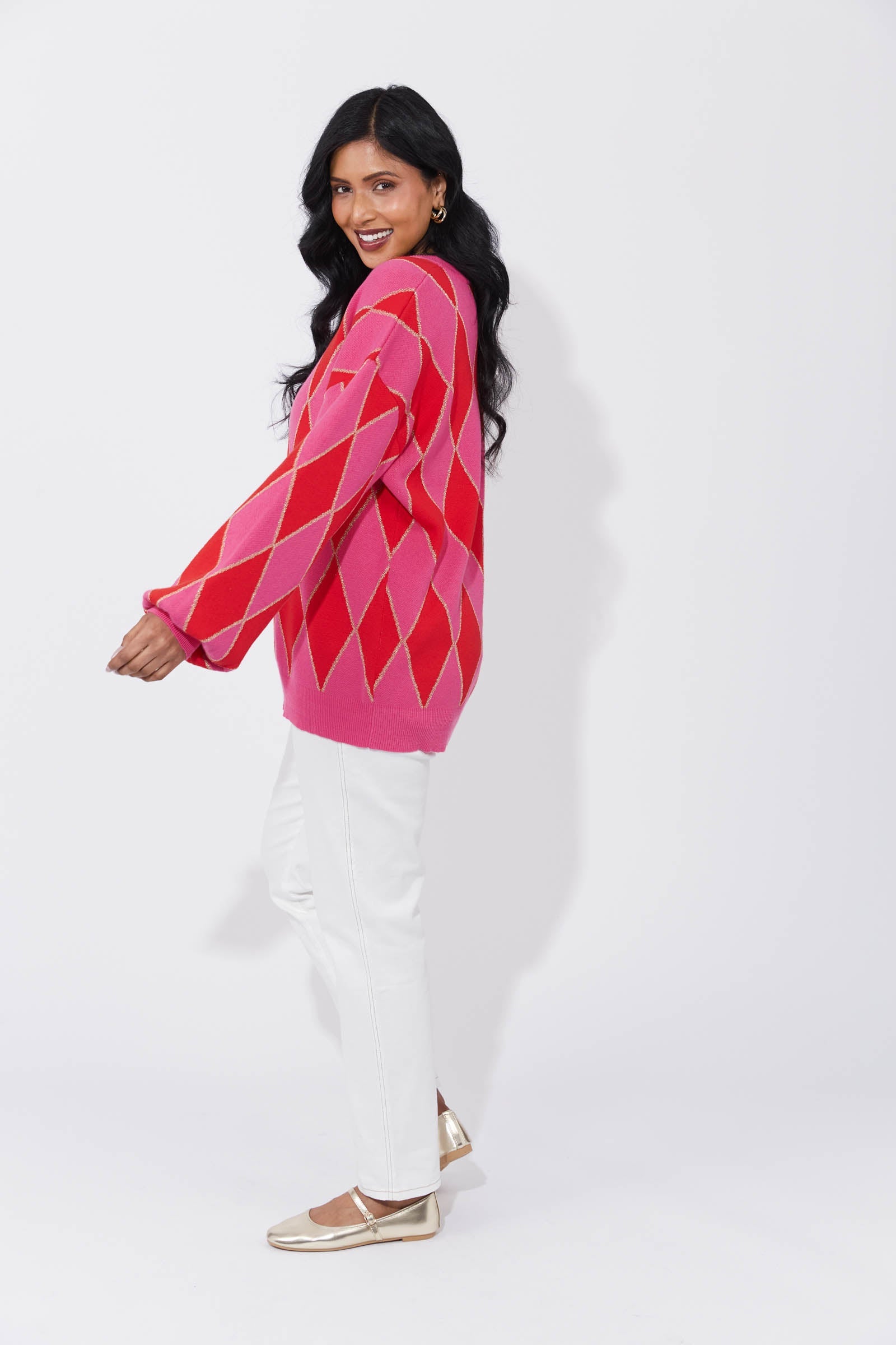 Casablanca Lurex Jumper - Chilli/Pink